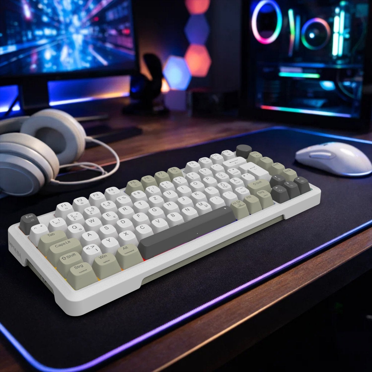 EAN 8681949016998 - Inca IKG-455 teclado Juego USB + RF Wireless + Bluetooth QWERTY Alemán Blanco imagen 4