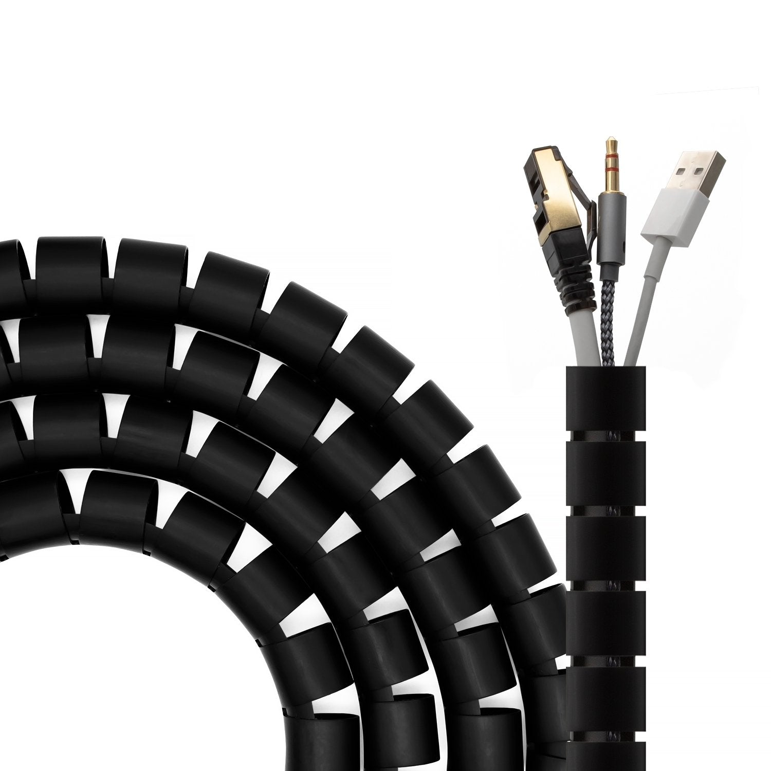 Aisens Organizador De Cable En Espiral D.=25mm, Negro, 2.0m