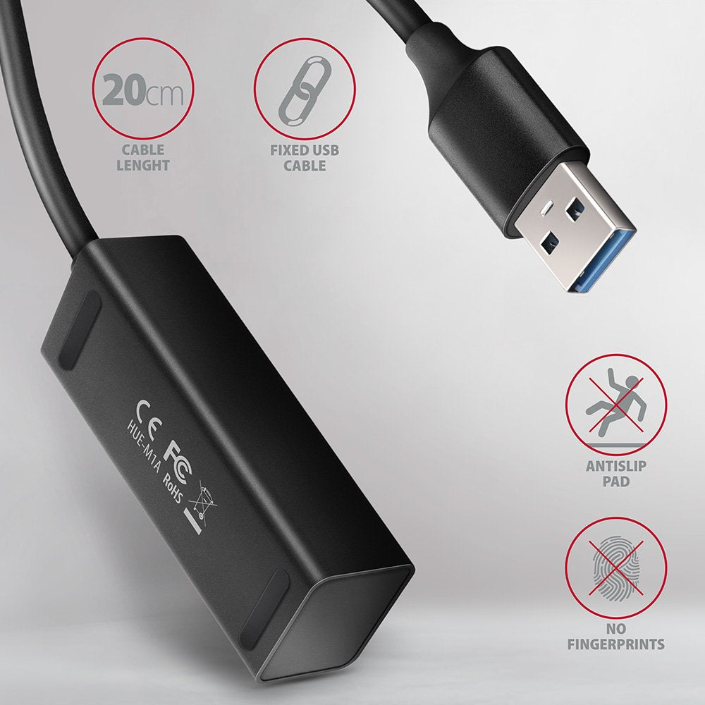 EAN 8595247905628 - Axagon HUE-M1A hub de interfaz USB 3.2 Gen 1 (3.1 Gen 1) Type-A 5000 Mbit/s Negro imagen 4