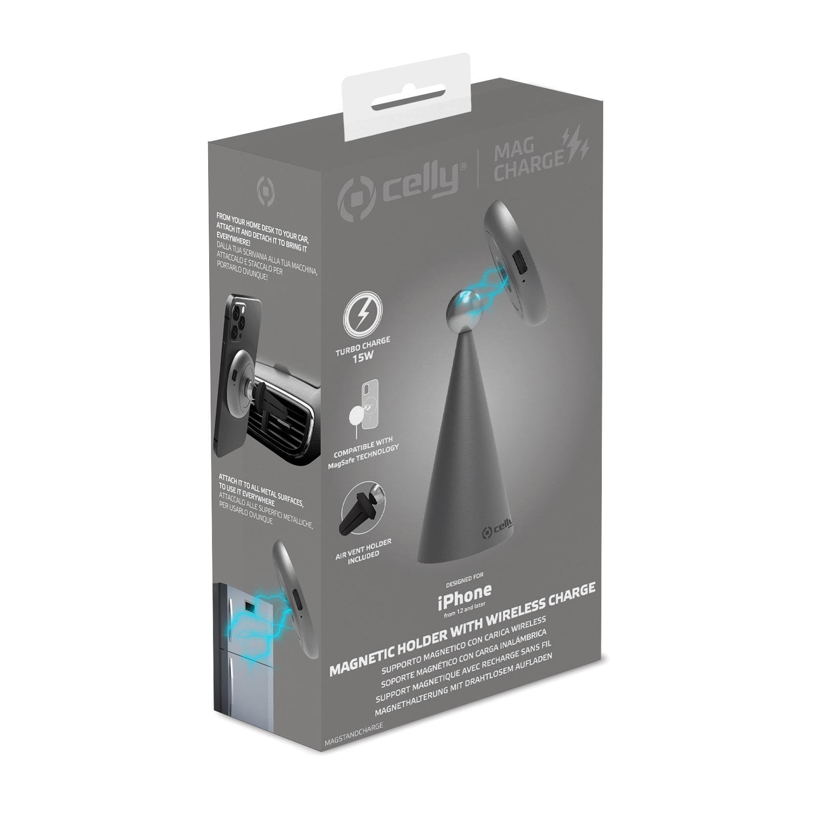 EAN 8021735198765 - Celly MAGSTANDCHARGE cargador de dispositivo móvil Smartphone Plata USB Cargador inalámbrico Interior imagen 6