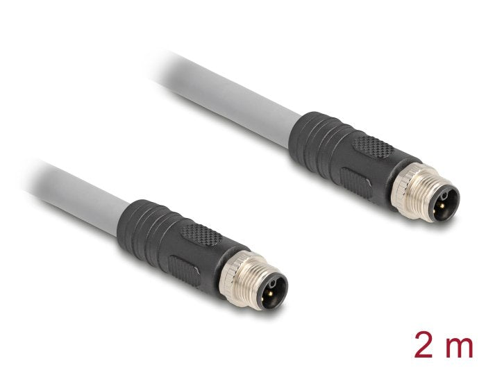 Delock M12 Cable L-Kodiert 5 Pin Stecker Zu Stecker Pur Schleppkettentauglich 2 M Grau