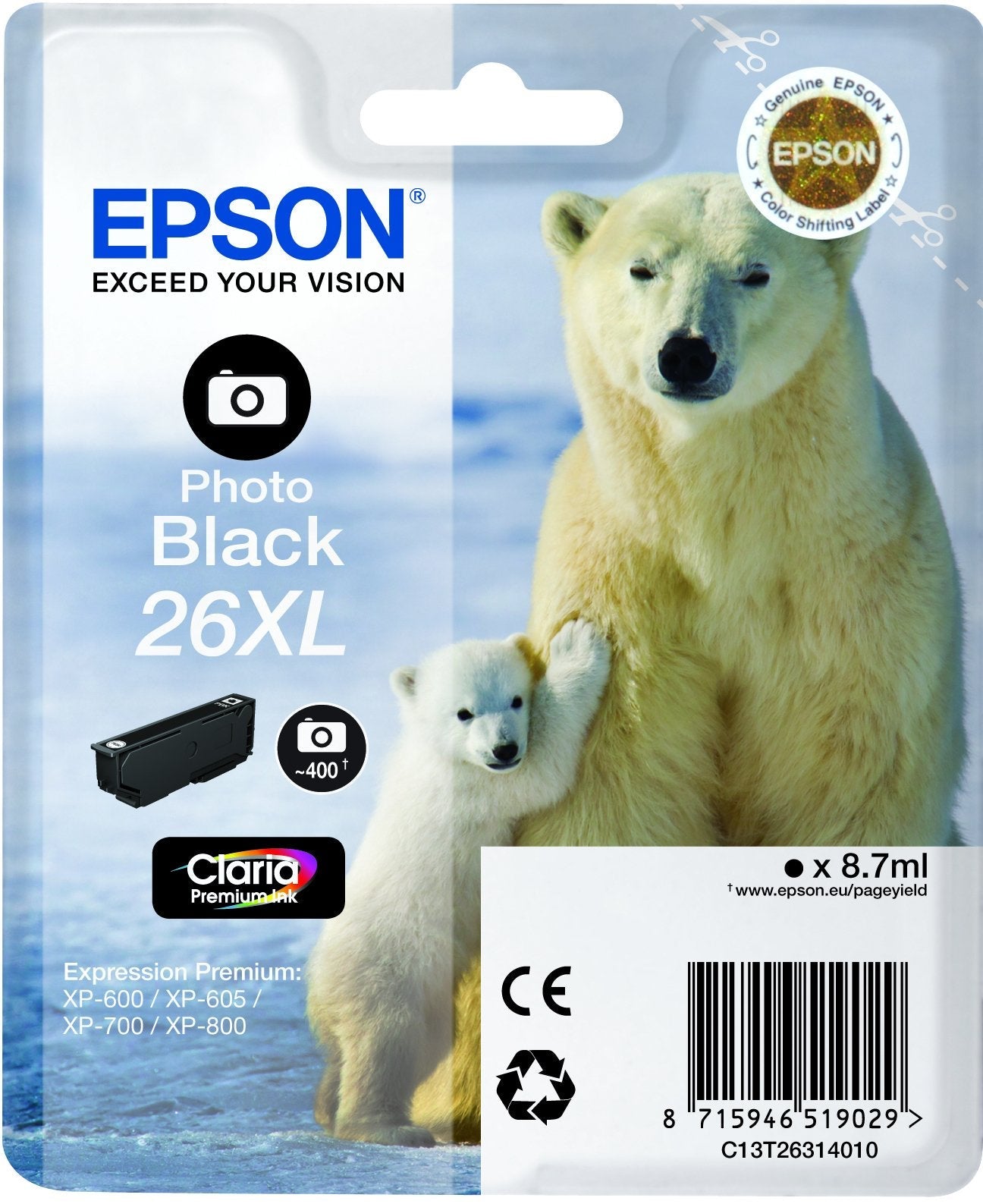 Epson Tinta Original T2631 Black Foto Para Xp-820/810/720/710/625/620/615/610/520/510/800