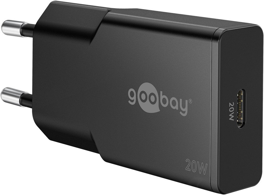 Cargador 20w Usb 1 Puert. Usb-C Negro Gan Fc Pd Slimm Goobay