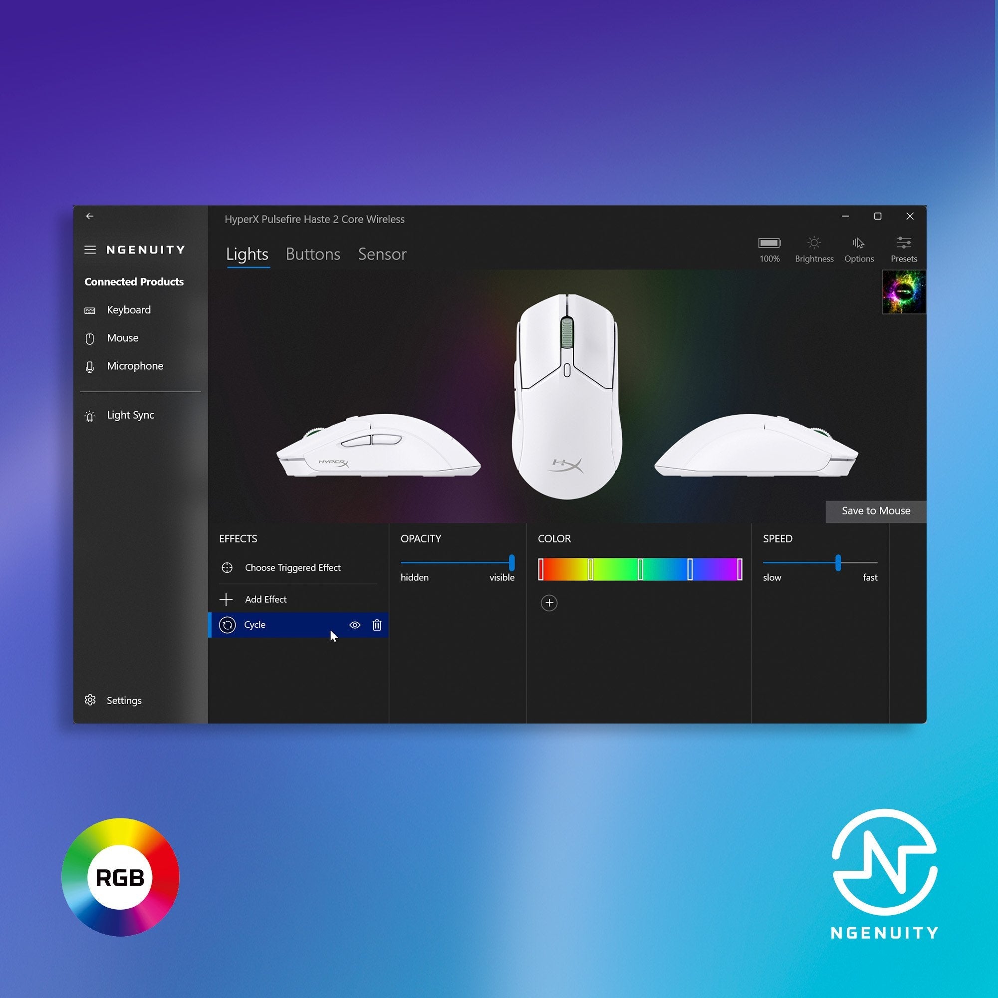 Hp Hyperx Pulsefire Haste 2 Core Inalámbricos: Ratón Gaming (Blanco/Verde/Púrpura)