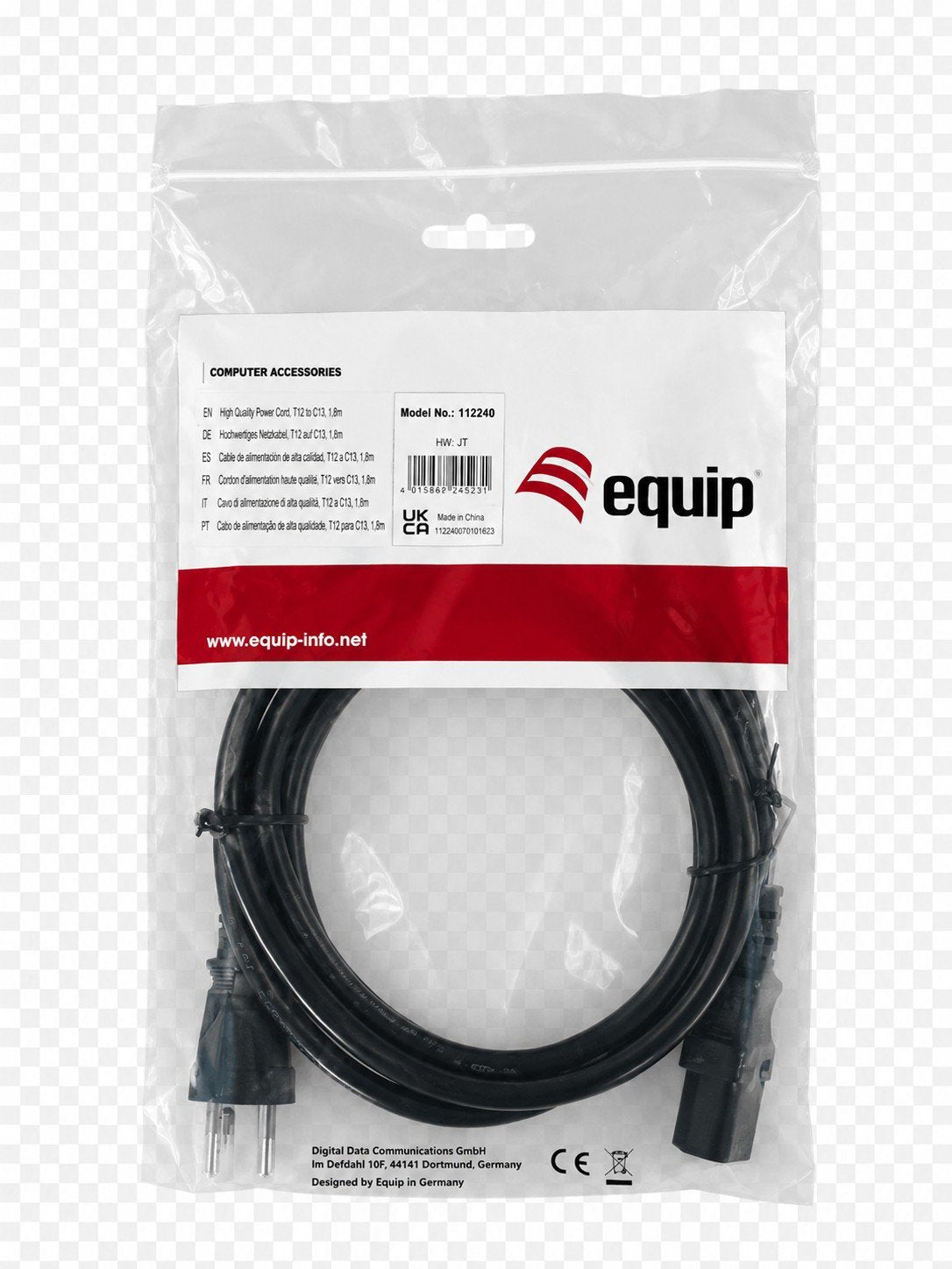 Equip Cable De Alimentación C13 ->T12 H/M Negro 3.00m Pvc