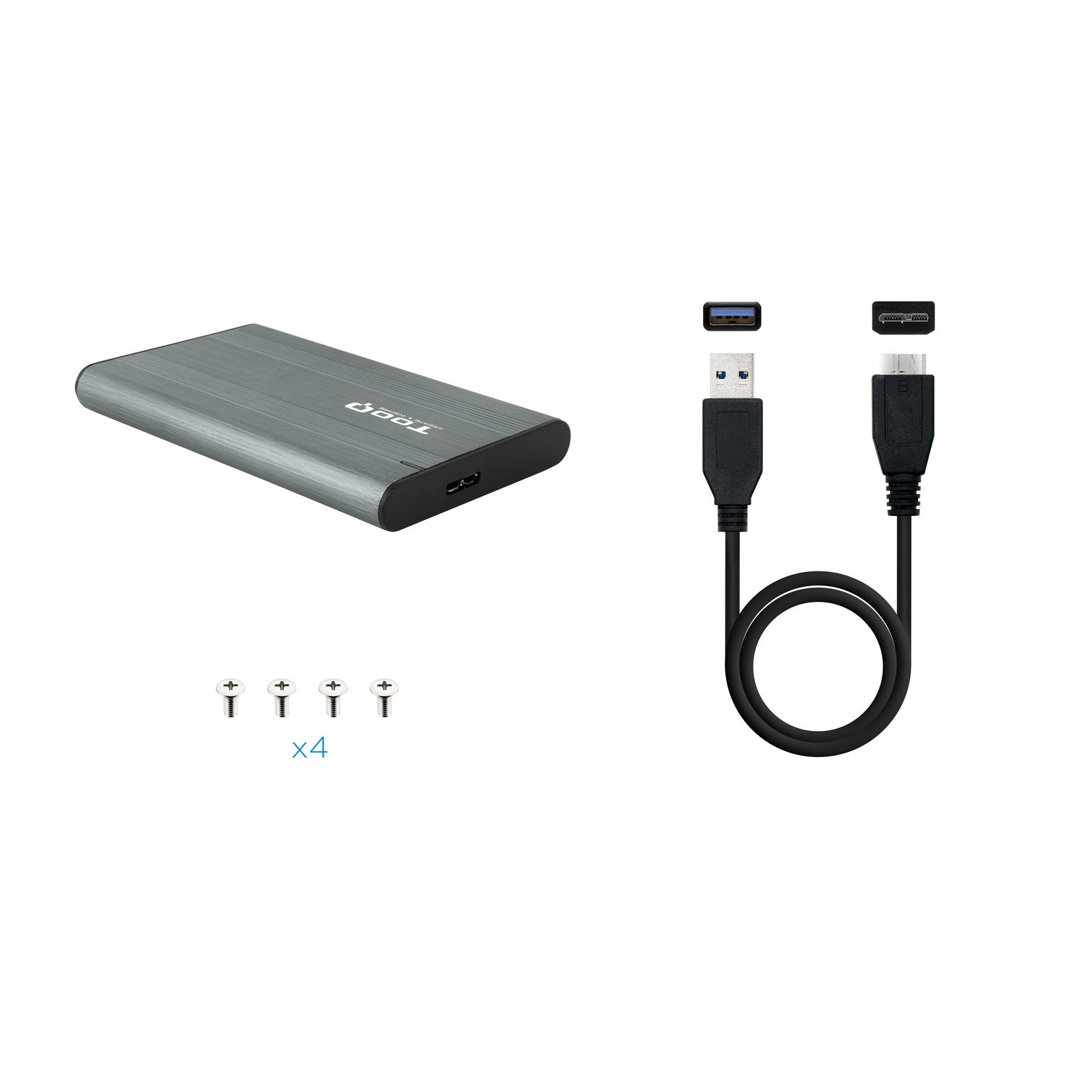 Tooq Carcasa Externa Hdd/Ssd 2.5" Usb 3.0/3.1 Gen 1 - Sata I, Ii Y Iii - Cable Usb3.0 Tipo Micro-B A Usb3.0 Tipo A