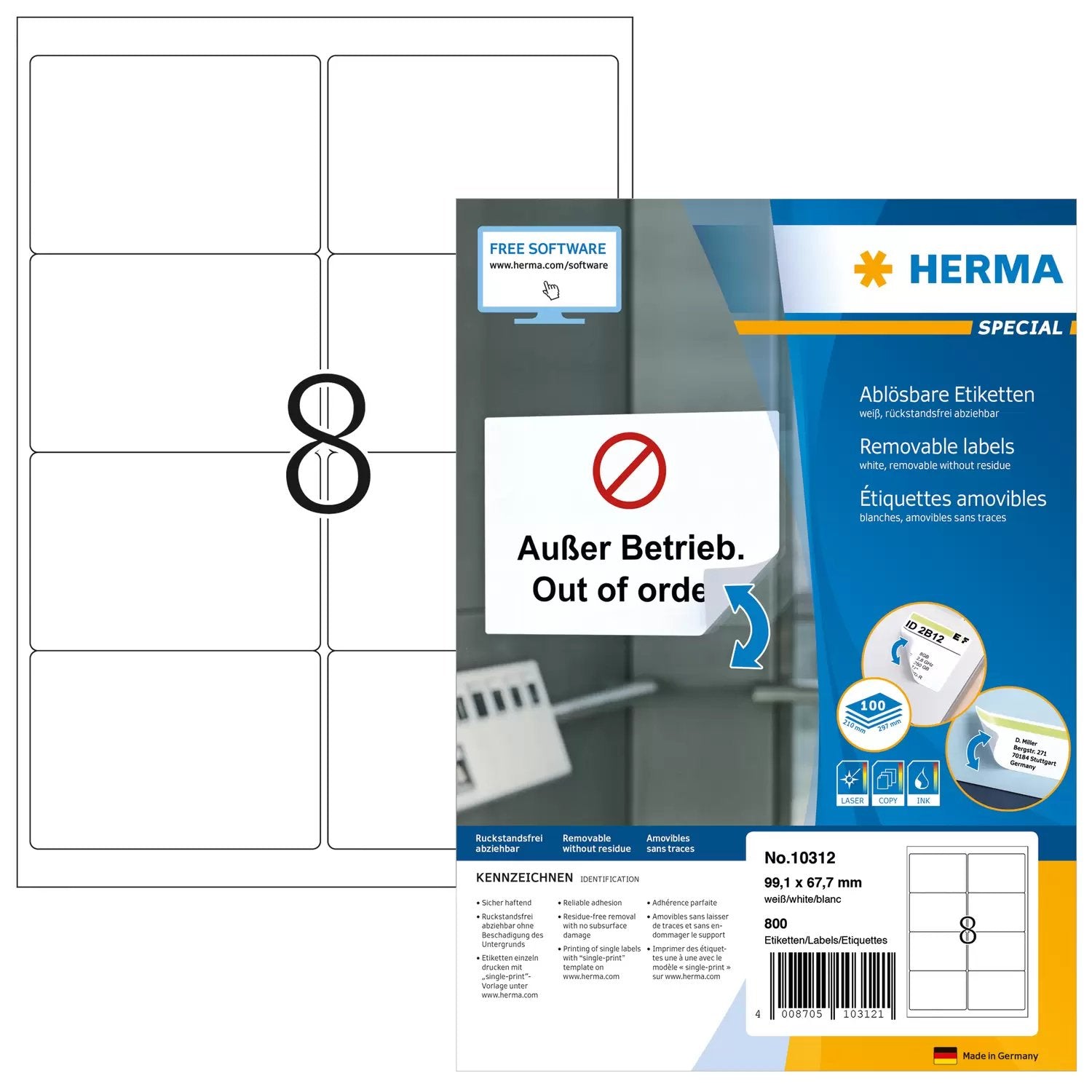 EAN 4008705103121 - HERMA 10312 etiqueta para dirección Blanco imagen 1