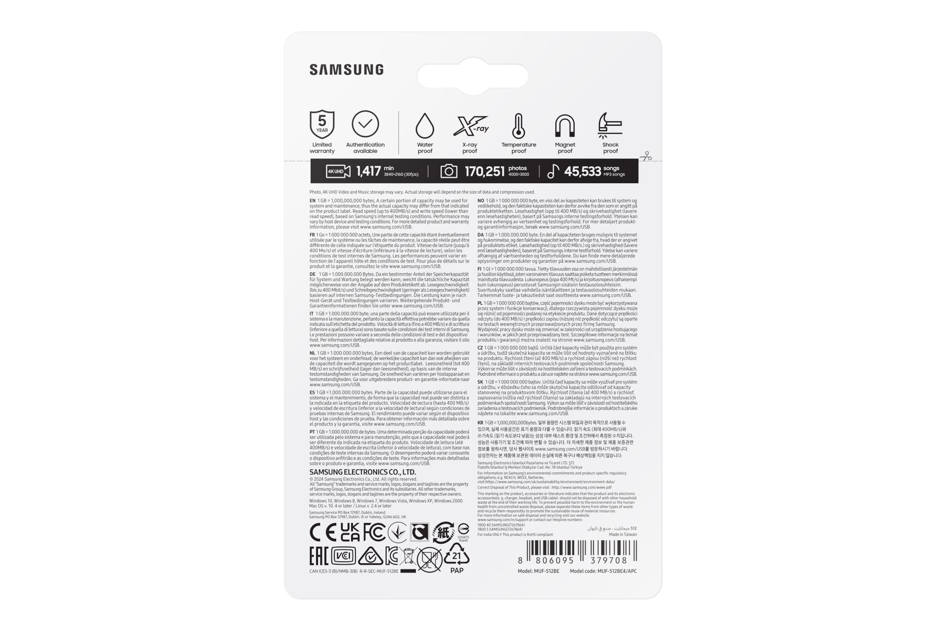 EAN 8806095379708 - Samsung MUF-512BE unidad flash USB 512 GB USB tipo A 3.2 Gen 1 (3.1 Gen 1) Gris imagen 7