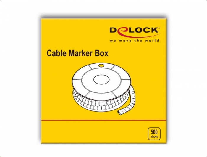 Delock Cablemarker Box, Nr: 1, Gelb, 500 Stück
