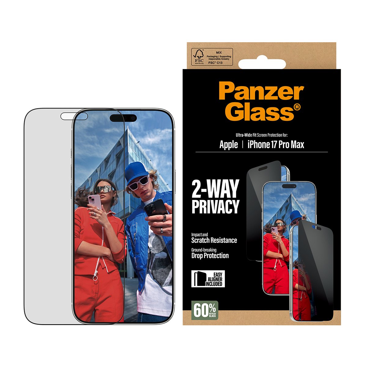 EAN 5715685025747 - PanzerGlass ® 2-Way Privacy Screen Protector iPhone 17 Pro Max | Ultra-Wide Fit w. EasyAligner Protector imagen 2