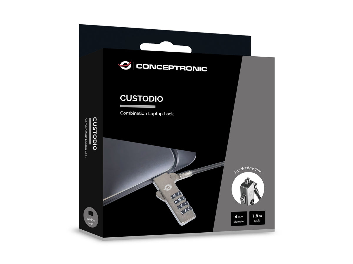 Conceptronic Notebook Candado De Combinación Wedgeslot3.2x4.5mm 1.80m