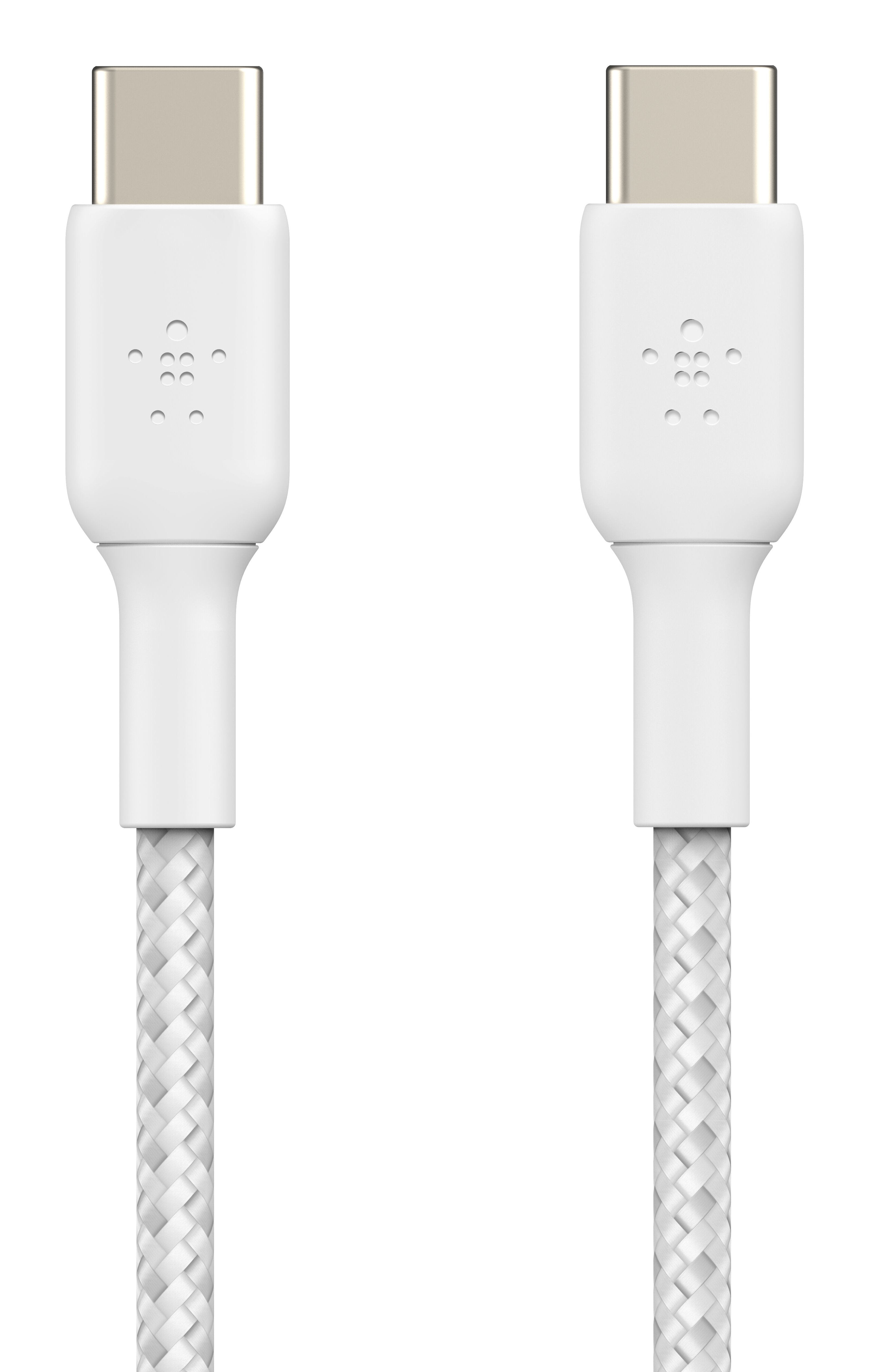 1x2 Belkin Braided Pvc Cable 1m Usb-C/Usb-C Wh. Cab004bt1mwh2pk