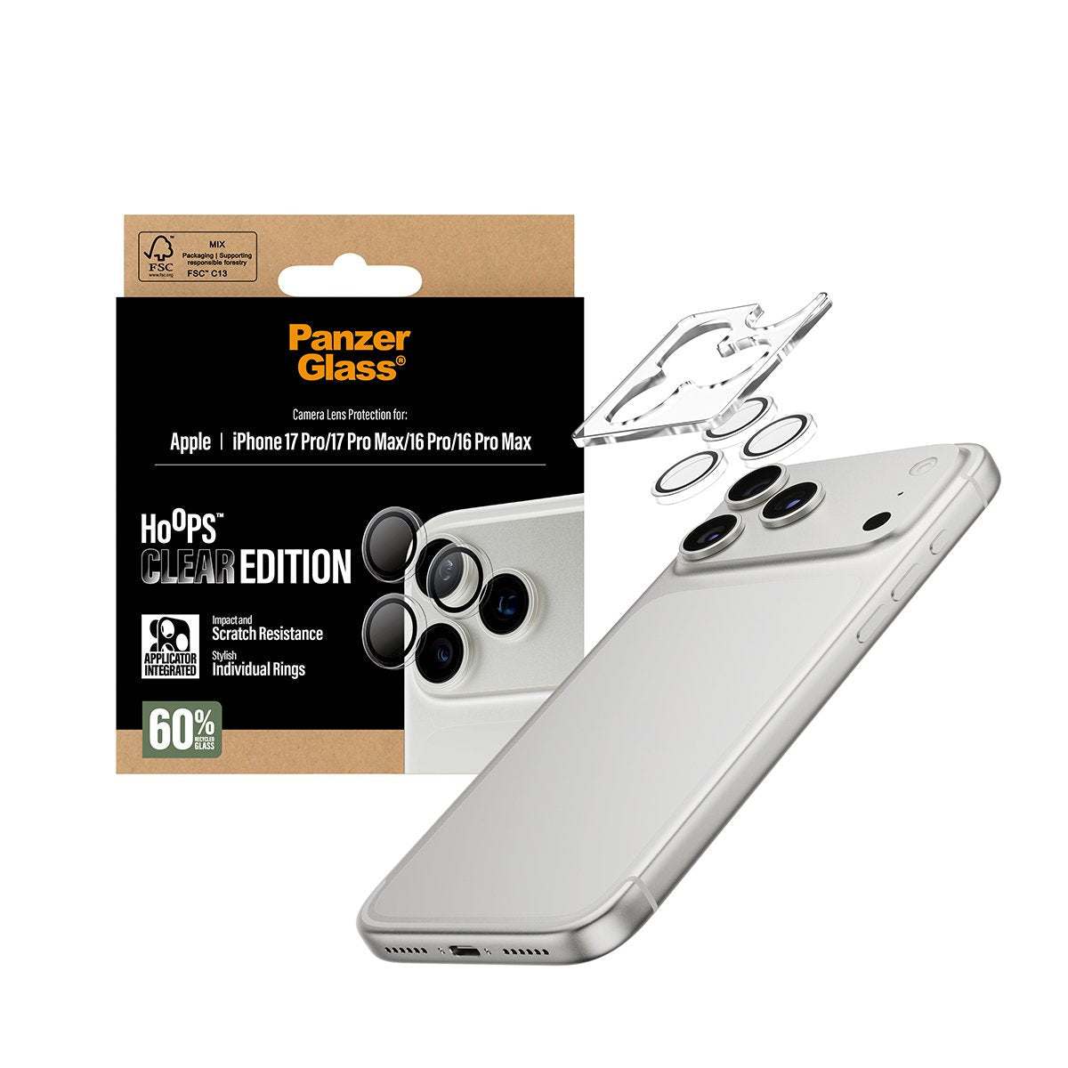 EAN 5715685025600 - PanzerGlass ® Hoops® Camera Lens Protector Transparent iPhone 17 Pro | iPhone 17 Pro Max | iPhone 16 Pro imagen 5