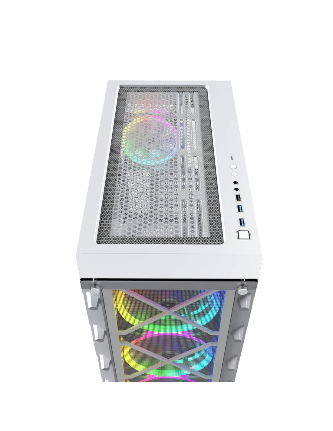Nfortec Caja Gaming Cristal Templado Draco X White. Usb 3.2 A-Rgb. Blanco