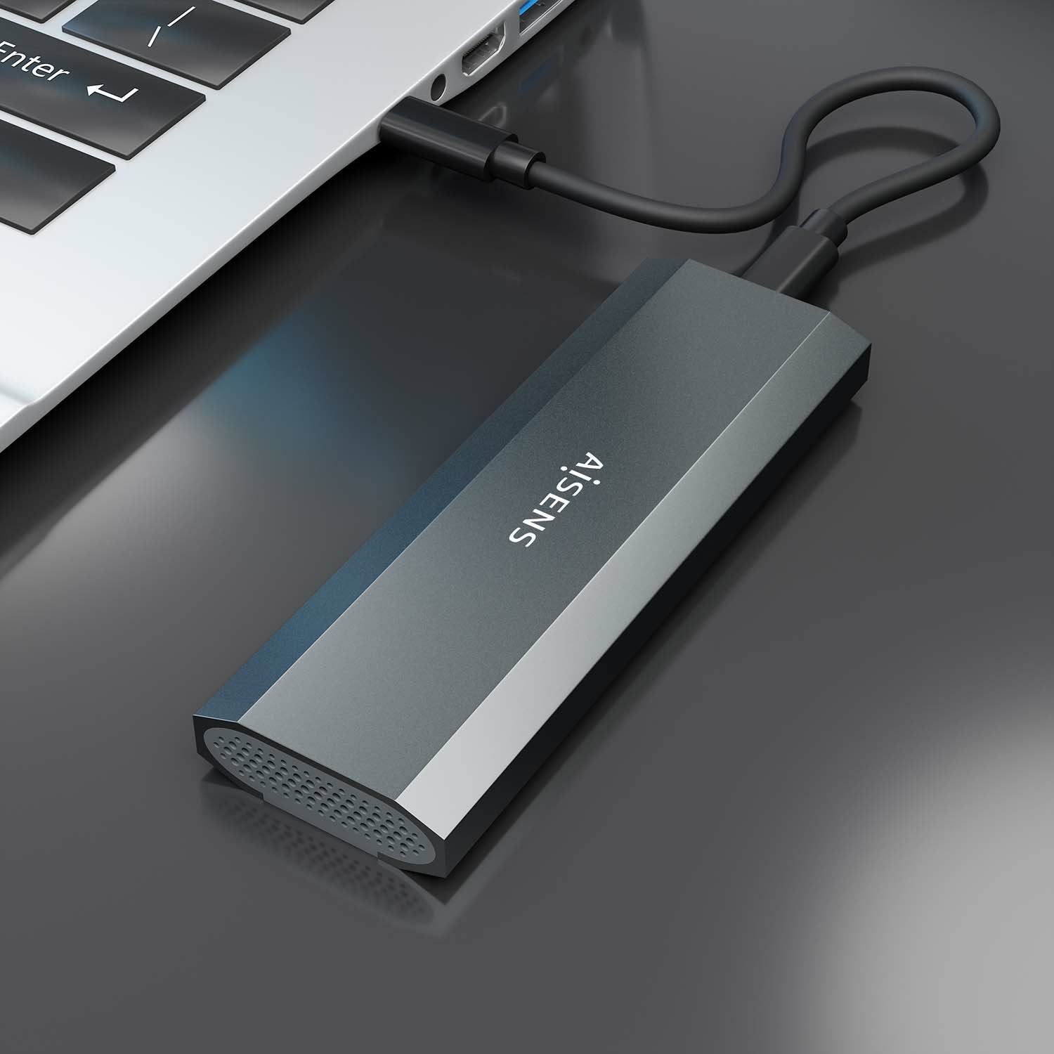 Aisens Caja Externa Para Disco Ssd M.2 Ngff Usb 3.2 Sin Tornillos Gris Asm2-029gr