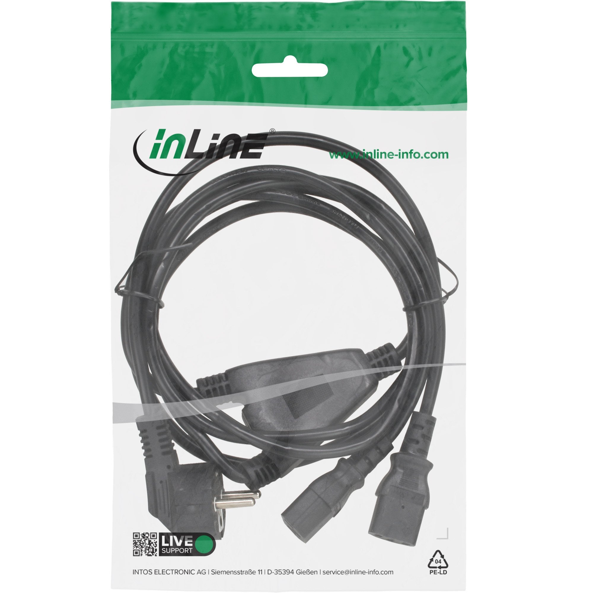 Cable Y De Alimentación De Ca Inline Tipo F Negro 1 M
