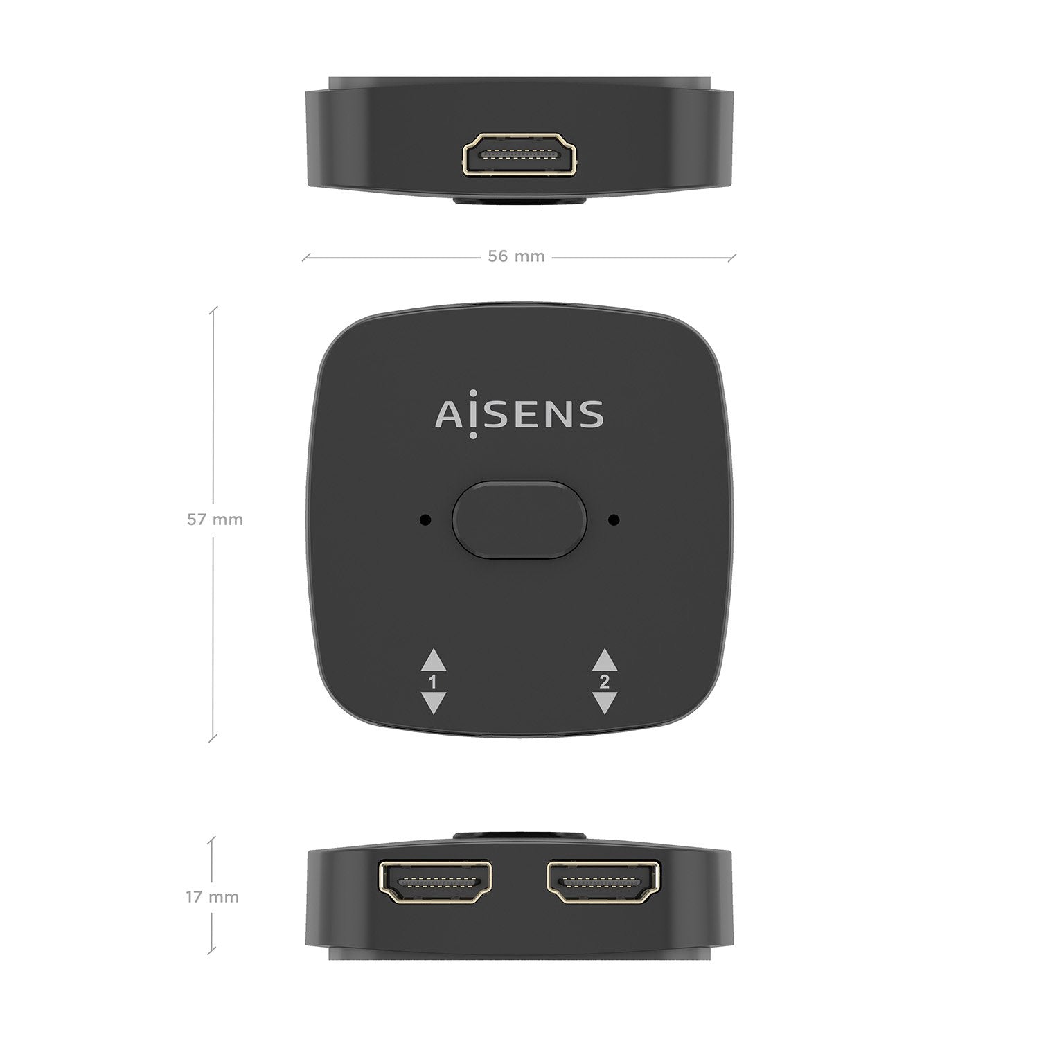 Aisens Hdmi Conmutador Switch 4k@60hz 2x1, Negro