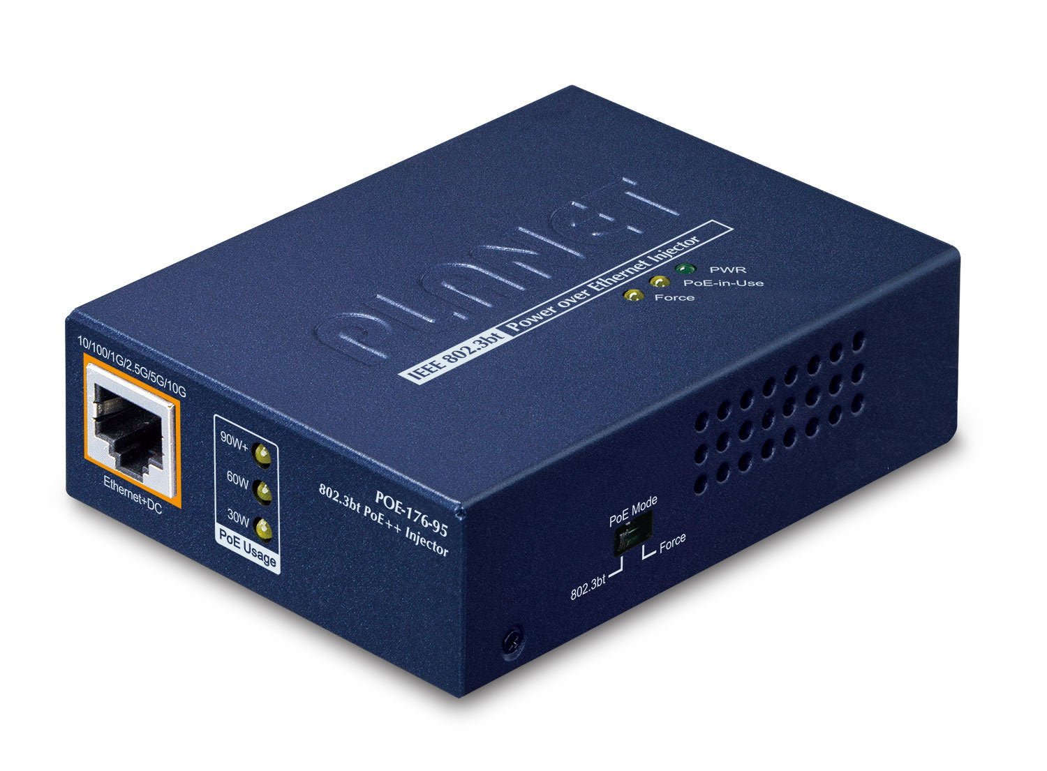 Single-Port 10gbps 802.3bt Poe++ Injector (95 Watts,