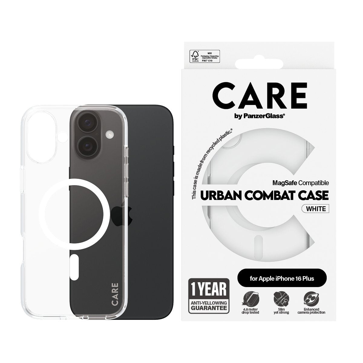 EAN 5715685004056 - PanzerGlass CARE™ by ® Urban Combat Case Transparent w. White MagSafe iPhone 16 Plus funda para teléfono imagen 2