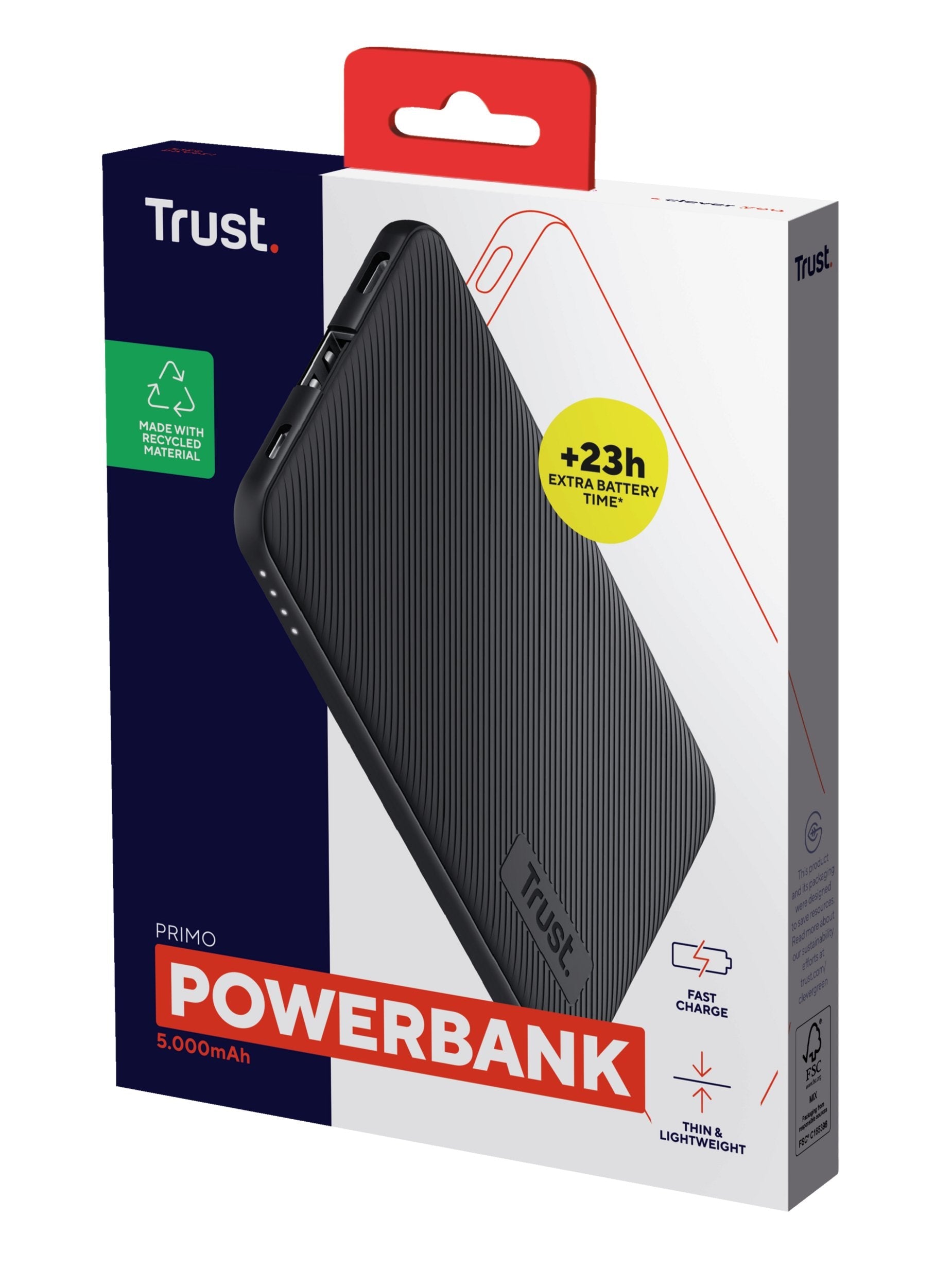 Powerbank 5000mah Trust Primo Negra