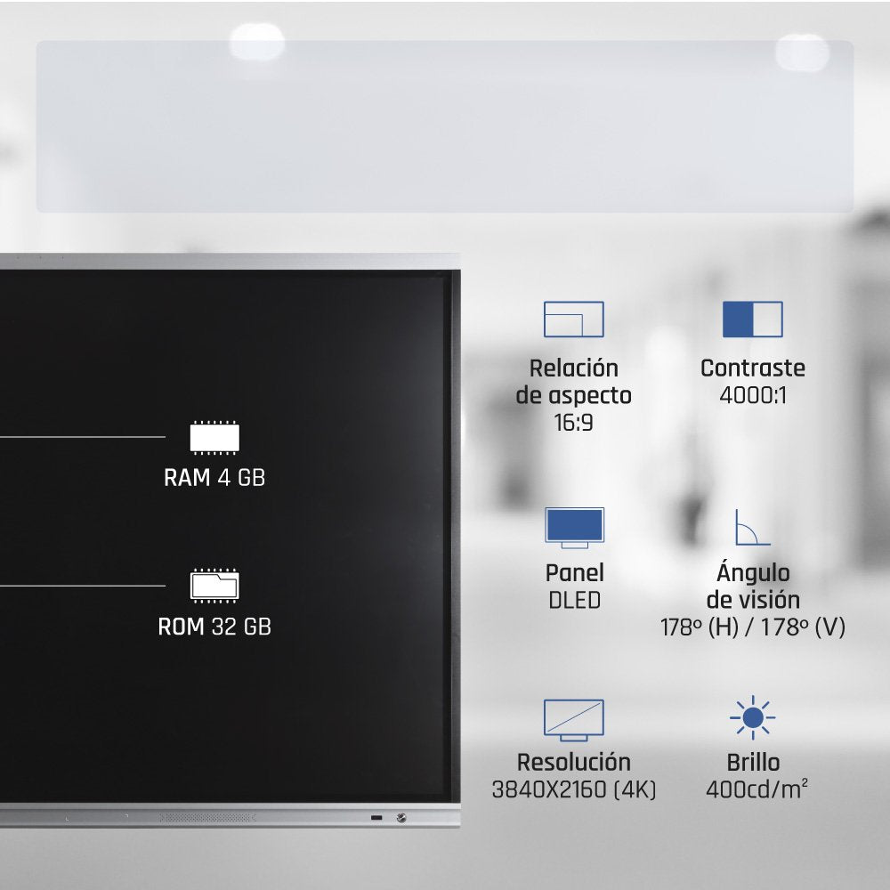 EAN 8435364318805 - iggual Orchid 65" Panel plano interactivo 165,1 cm (65") LED Wifi 400 cd / m² 4K Ultra HD Negro Pantalla imagen 11