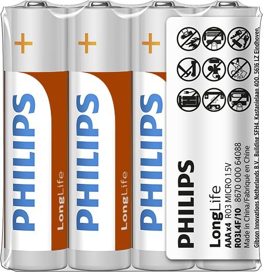 EAN 8712581549619 - Philips LongLife R03L4F/10 pila doméstica Batería de un solo uso AAA Zinc-carbono imagen 2