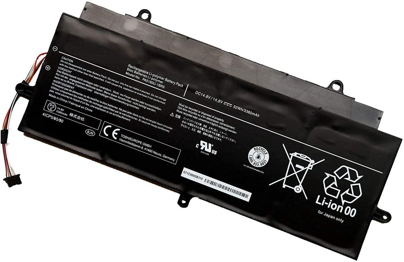 Laptop Battery For Toshiba 48.84wh Li-Pol 14.8v 3300mah