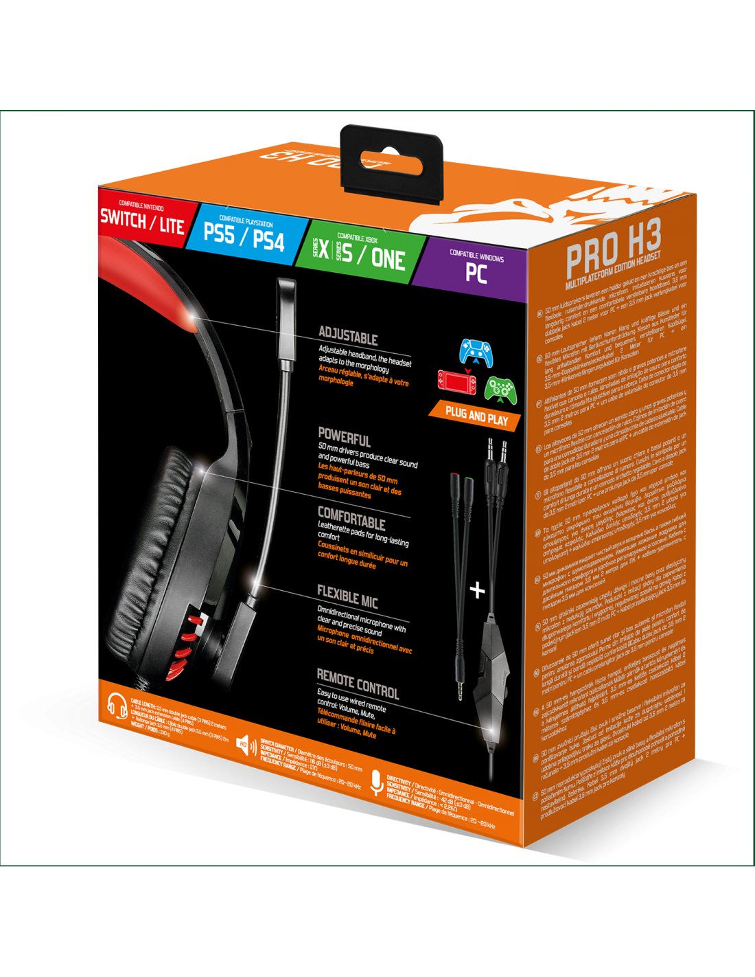 Auriculares Con Microfono Gaming Spirit Of Gamer Pro H3 Multiplataforma Rojo