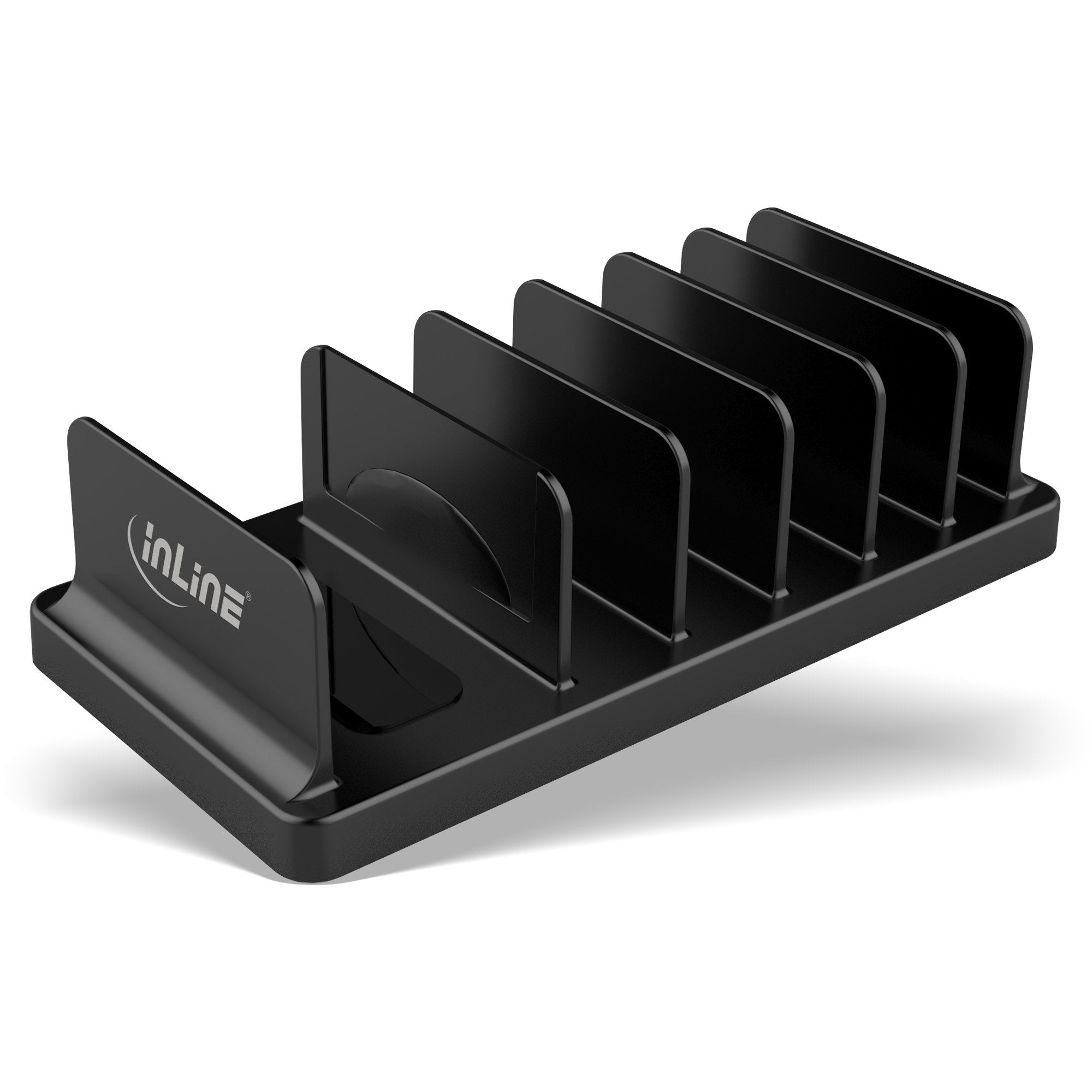 Soporte Múltiple Inline Con 6 Compartimentos Para Escritorio / Estante, Negro