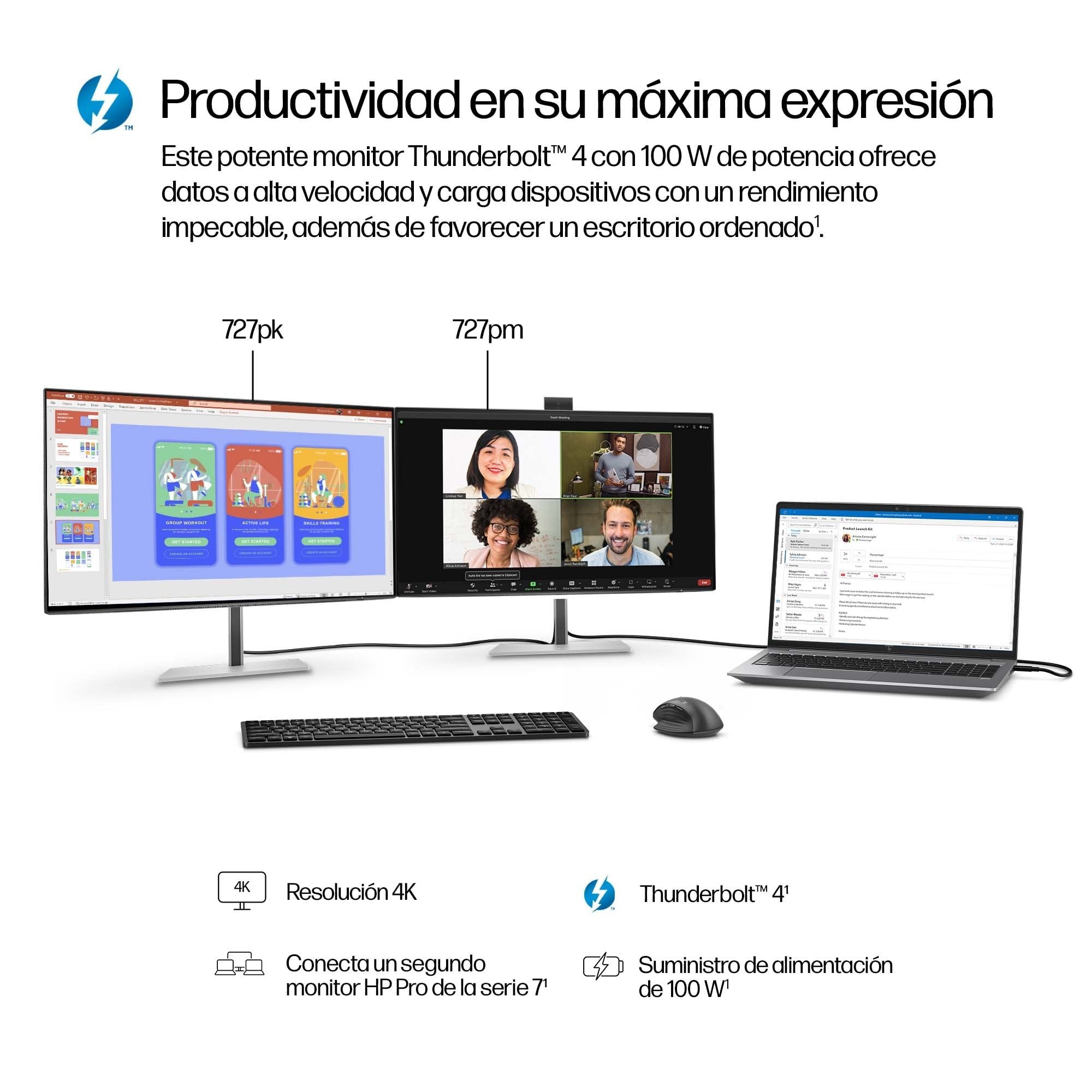EAN 0197497774573 - HP Series 7 Pro 27 inch 4K Conferencing Monitor - 727pm pantalla para PC 68,6 cm (27") 3840 x 2160 Pixele imagen 9