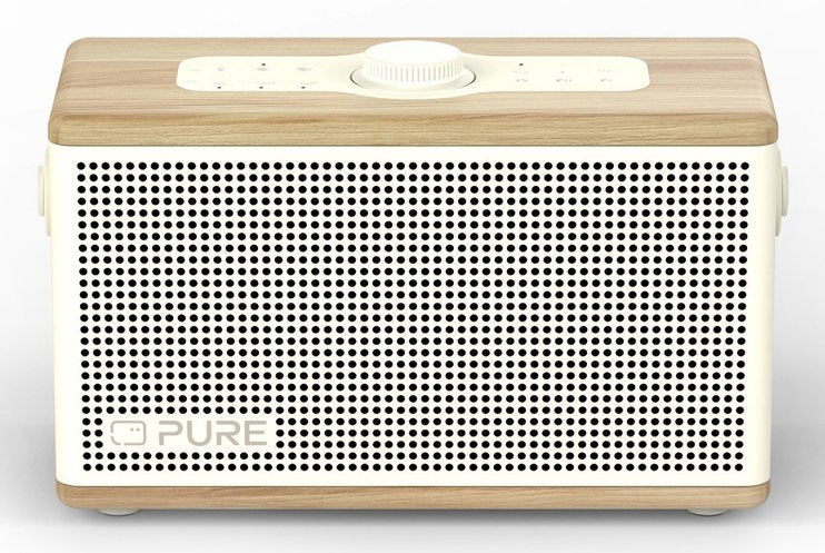 Pure Classic Aura Tragbarer Bluetooth-Lautsprecher Hintergrundlicht Weiss Eiche