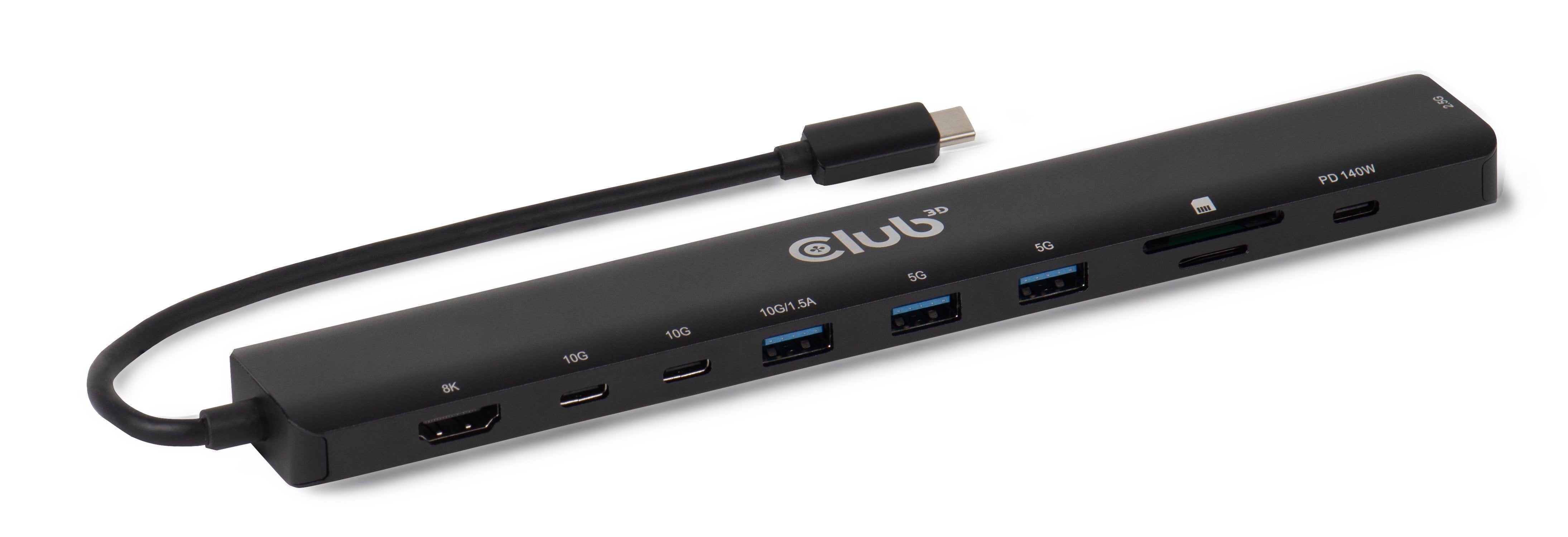 Club3d Tragbare Docking Usb-C ->2xusb-C 3xusb-A Hdmi Sd 140w Retail