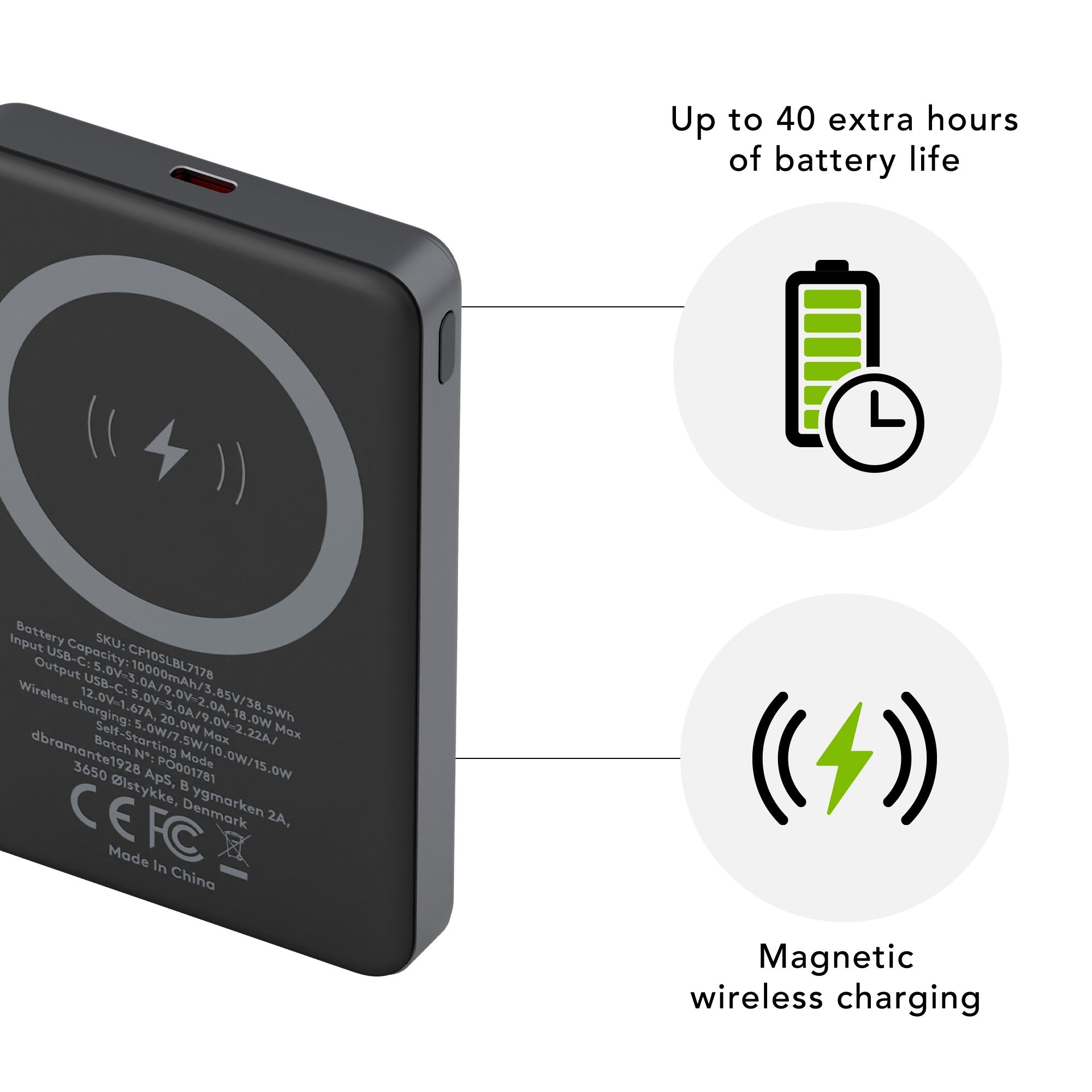 EAN 5711428071781 - dbramante1928 CP10SLBL7178 batería externa 10000 mAh Cargador inalámbrico Gris imagen 3