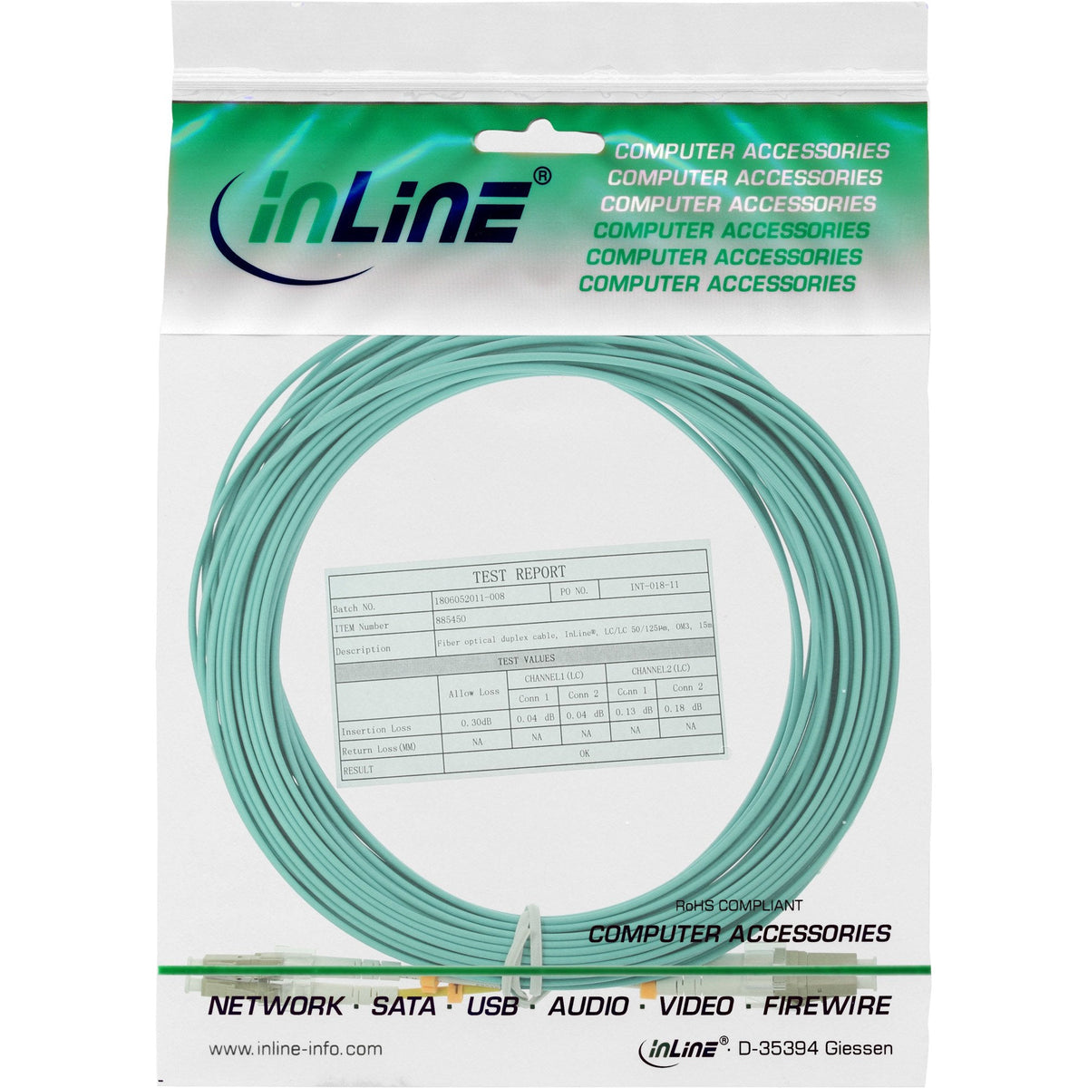 Cable Dúplex De Fibra Óptica Inline Lc/Lc 50/125?M Om3 25m