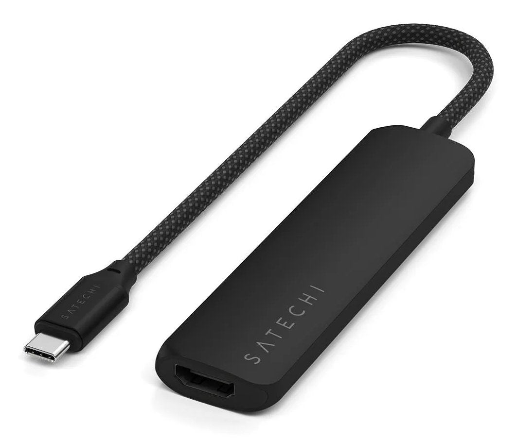 Satechi 4-W-1 Usb-C Slim Multiport 4k Usb-C (Usb-C, 4k Hdmi, 2x Usb-A) (Negro)