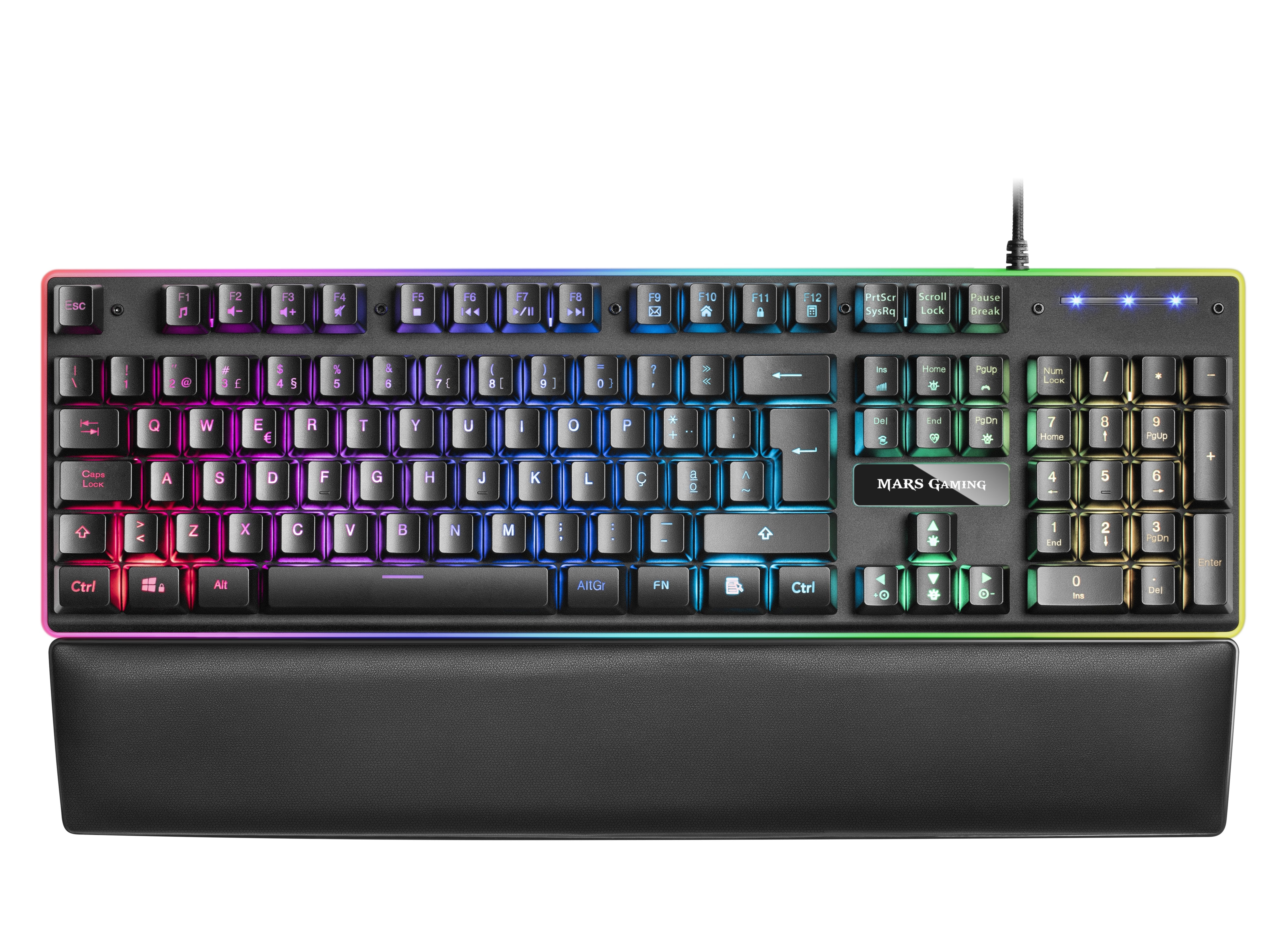 Mars Gaming Mk320pt Teclado Usb Portugués Negro Marsgaming Mk320 Full Rgb H-Mechanical Keyboard, Padded Palmrest - Portuguese