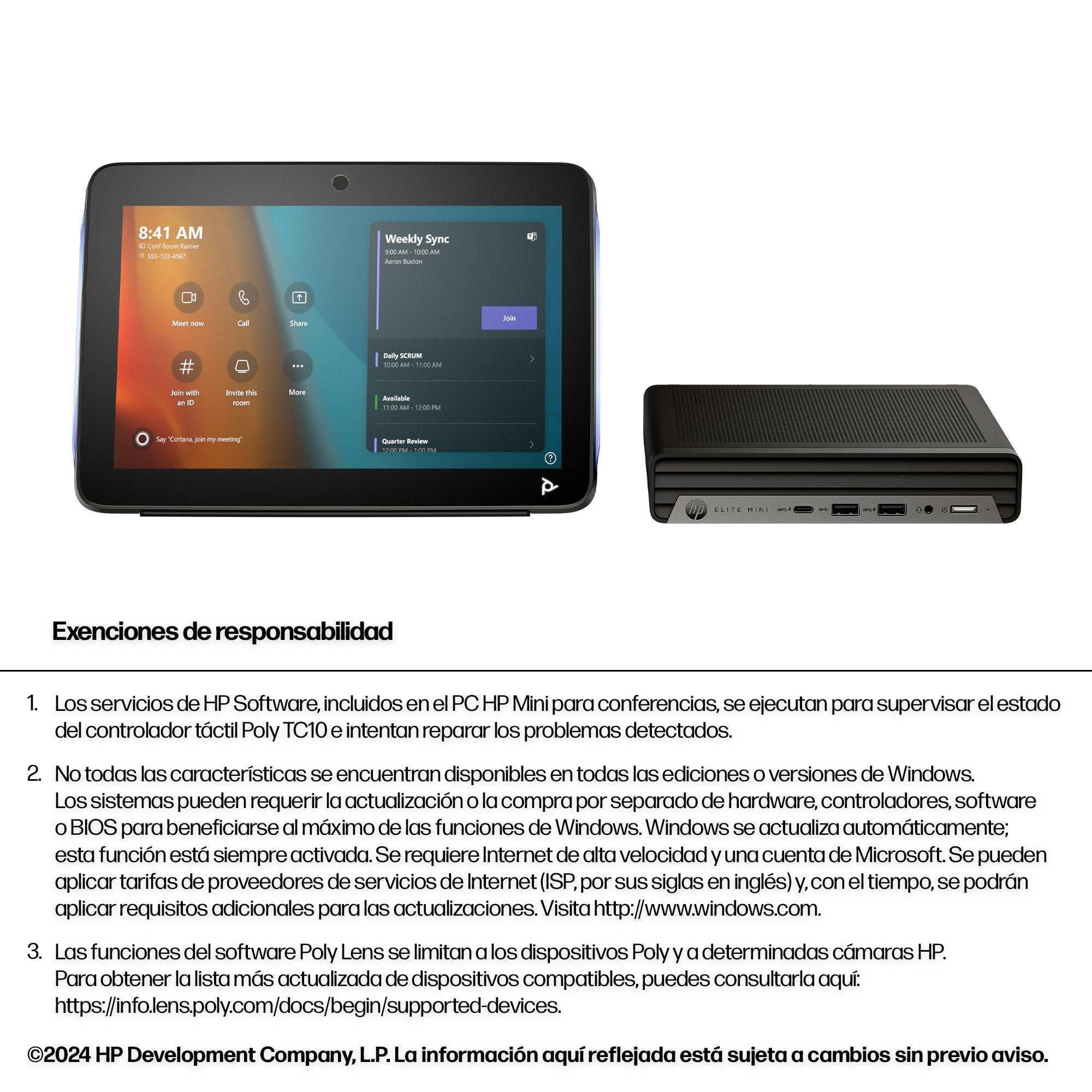 EAN 5902002274418 - Poly Studio Base Kit G9 Plus for Microsoft Teams HP Mini IP PC w/TC10 sistema de video conferencia Ethern imagen 4