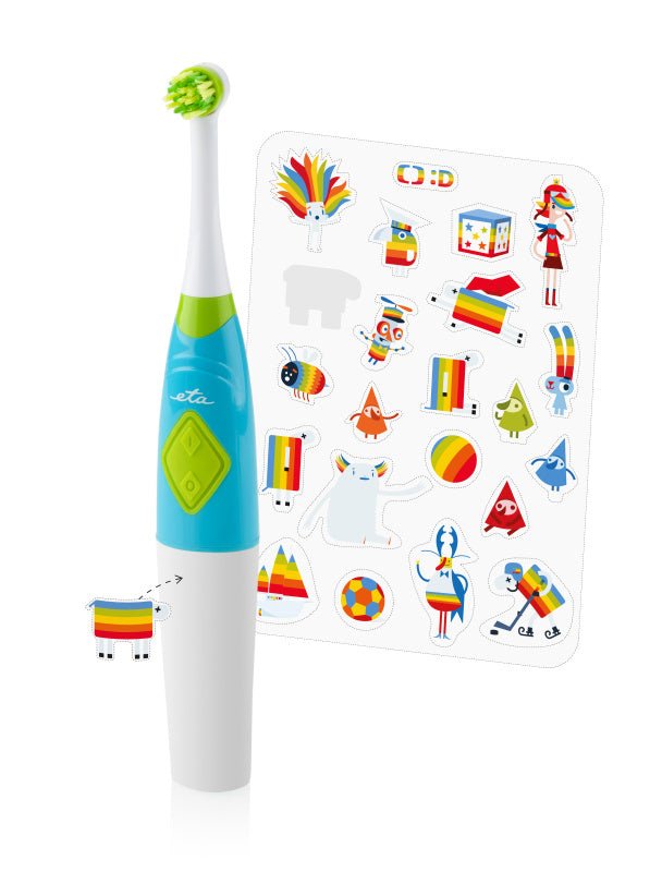 Cepillo De Dientes Eta Con Vaso De Agua Y Soporte Sonetic Eta129490080 Pilas, Para Niños, Número De Cabezales Incluidos 2, Azul