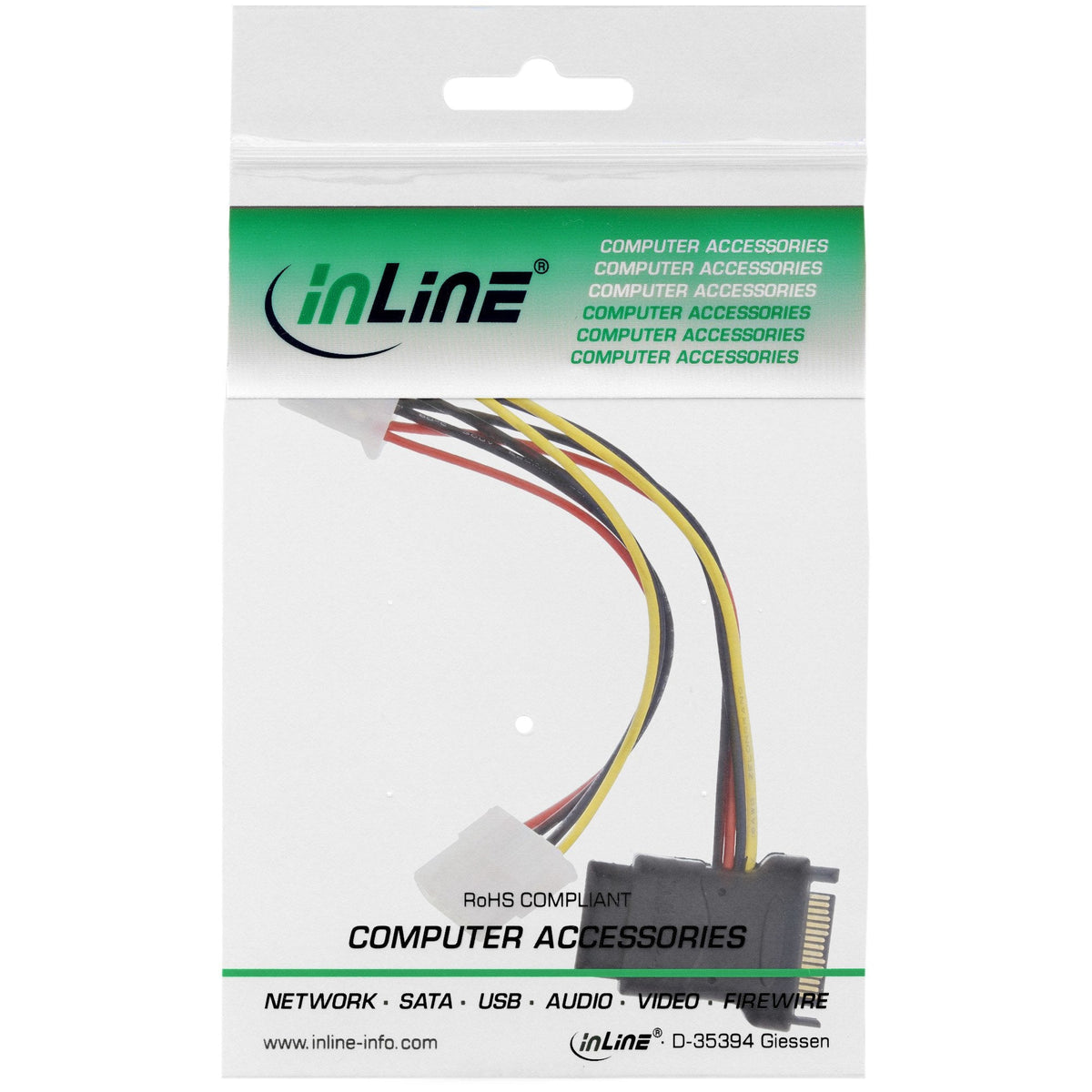 Cable De Alimentación Sata Inline Sata Hembra A 3x Molex Macho De 4 Pines 0,15 M