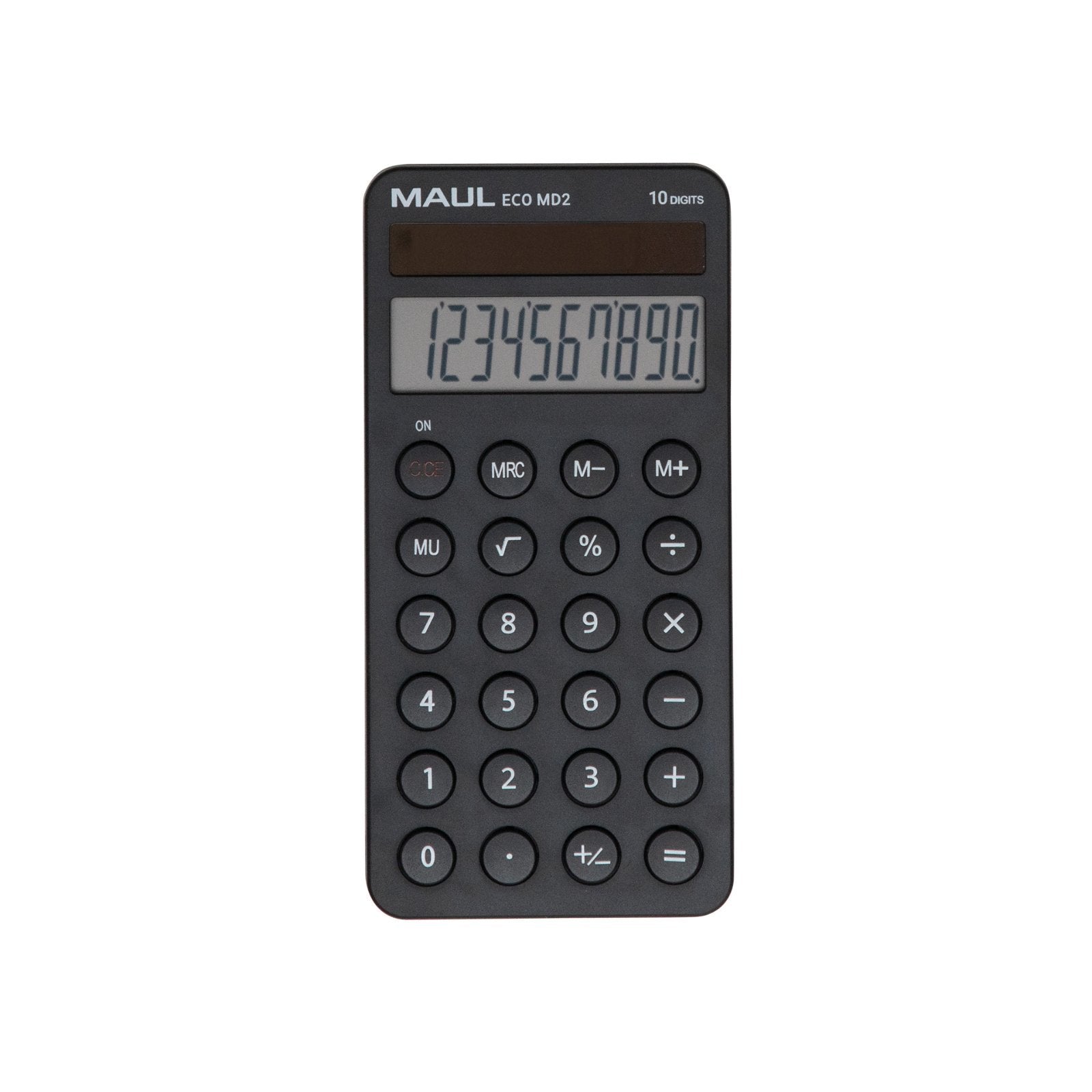 Maul Calculadora Eco Md 2 Calculadora Solar Con 10 Dígitos Y 5 Funciones Diseño Smartphone Para Un Manejo Fácil Calculadora De Bolsillo De Plástico 80% Reciclado Ángel Azul Negro