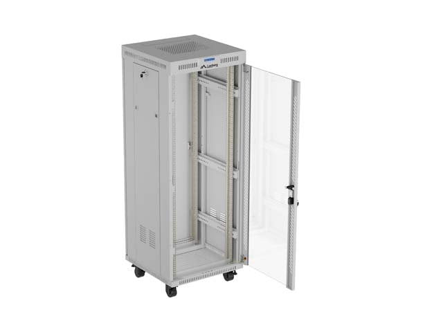 Lanberg Rack Cabinet 19" Free-Standing 32u 600x600 Flat Pack With Glass Door Lcd Grey V2