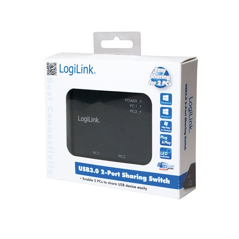 Logilink Ua0216 Hub Interruptor Usb 3.0 De 2 Puertos 5000 Mbit/S Negro