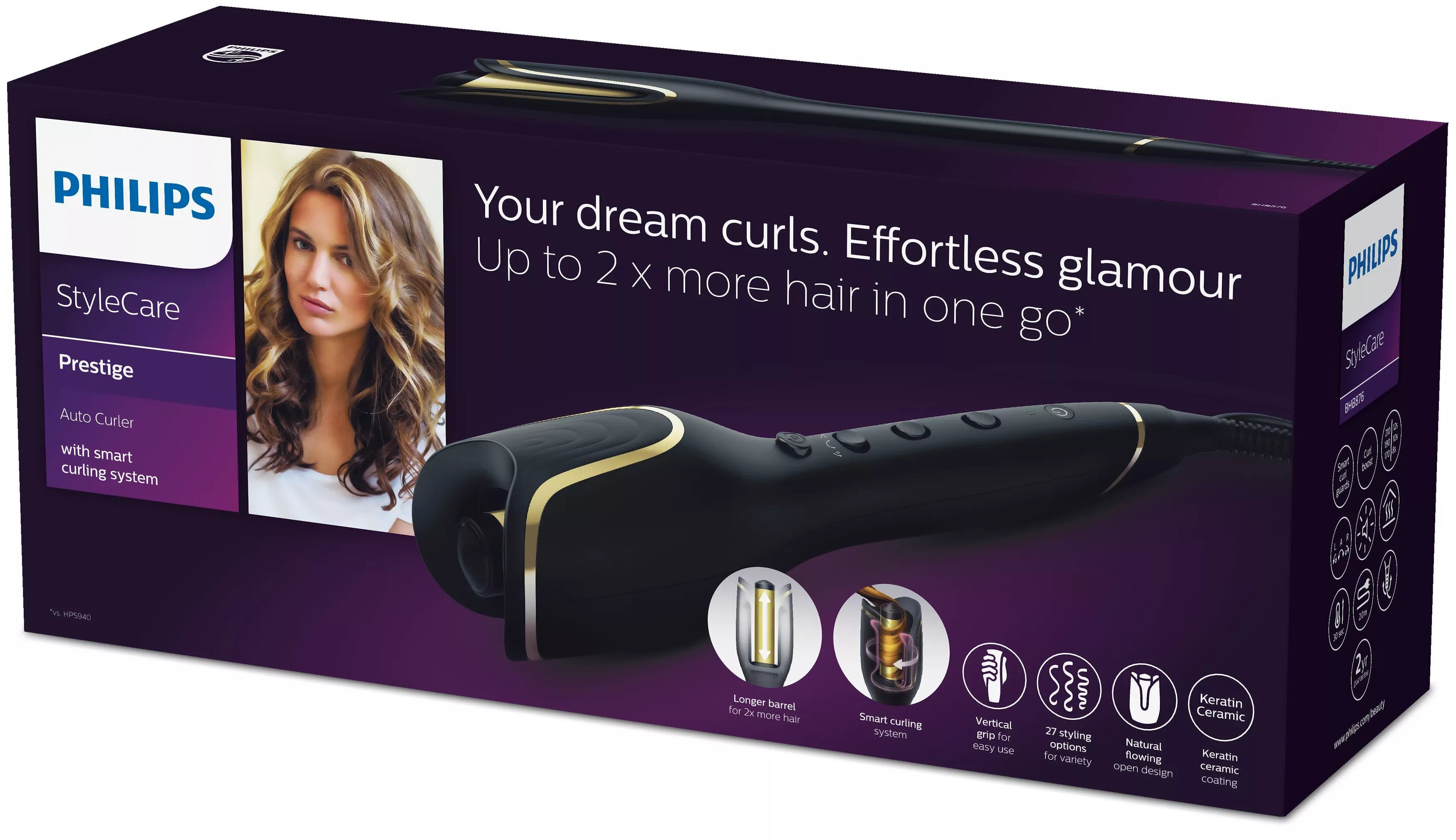 EAN 8710103813378 - Philips StyleCare BHB876/00 Utensilio de peinado Rizador de pelo automático Caliente Negro 2 m imagen 3