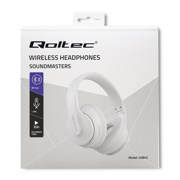 Qoltec 50845 Auriculares Inalámbricos Con Micrófono Bt 5.0 Ab Blanco