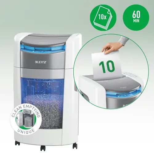 Trituradora Leitz 80420000 Iq Optimax Autofeed 300, P4, 300 Hojas, Cubo De 25 L