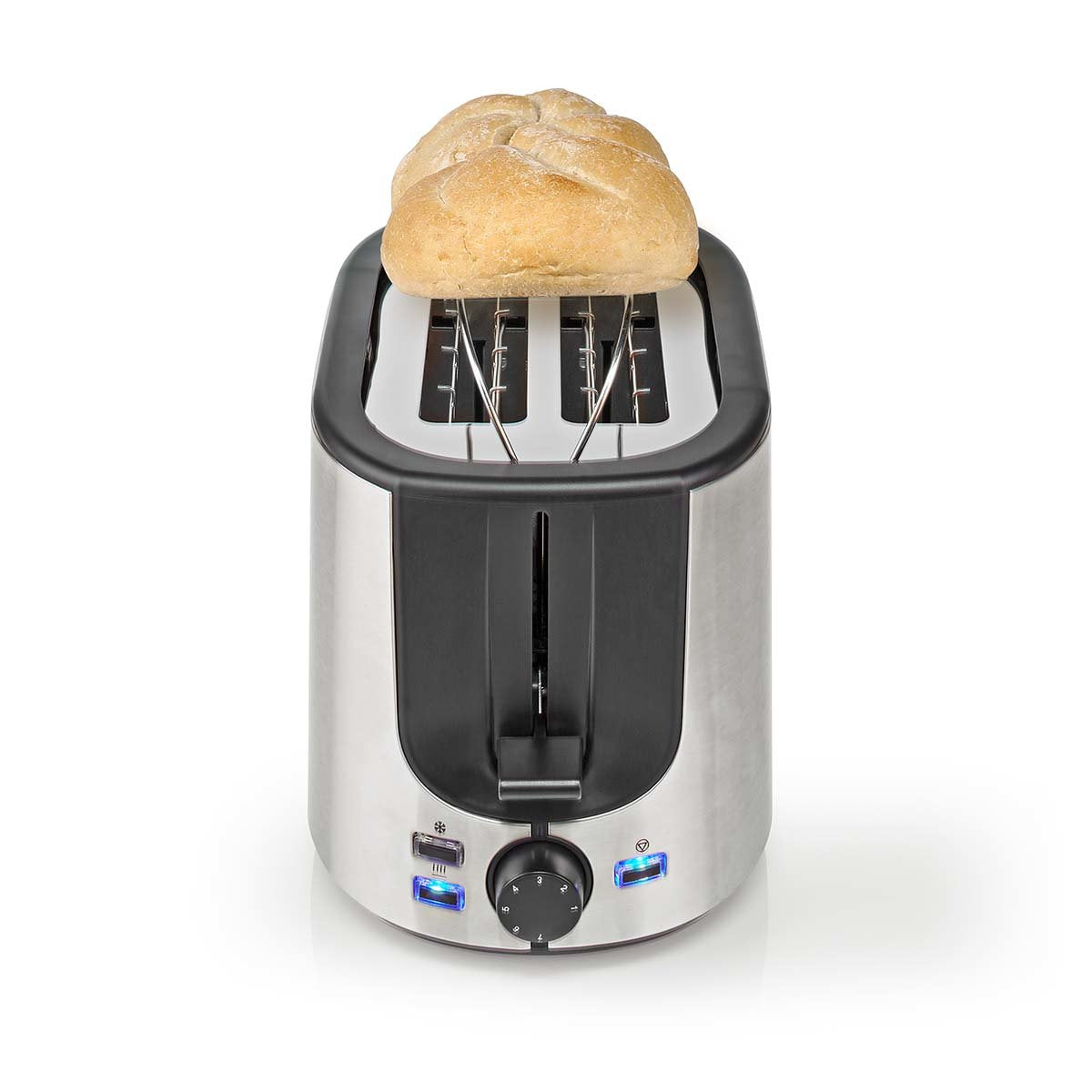 Nedis Tostadora 2 Ranuras Niveles De Brownin 7 Funcion De Descongelamiento Estante Bollos