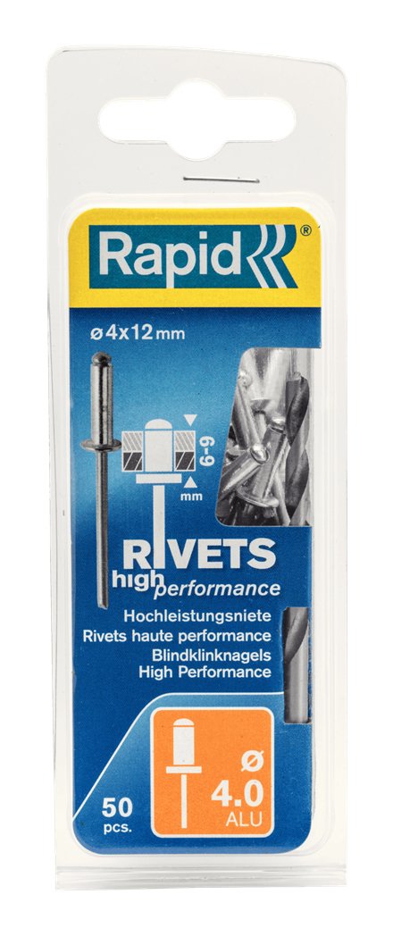 Blister 50 Remaches Ø4x12mm. Alu+Broca 5000384 Rapid