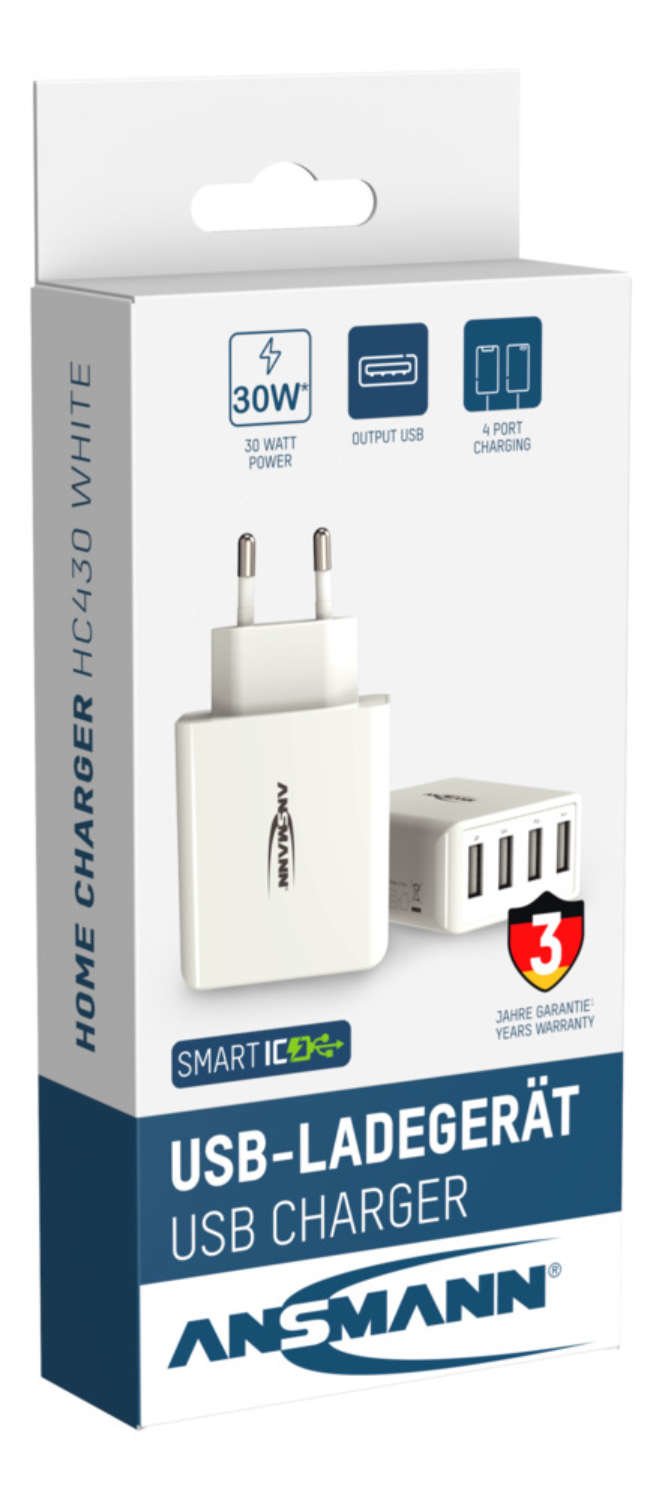 Ansmann Cargador Pared Usb 5v Dc 3000ma 30w 4xusb Blanco