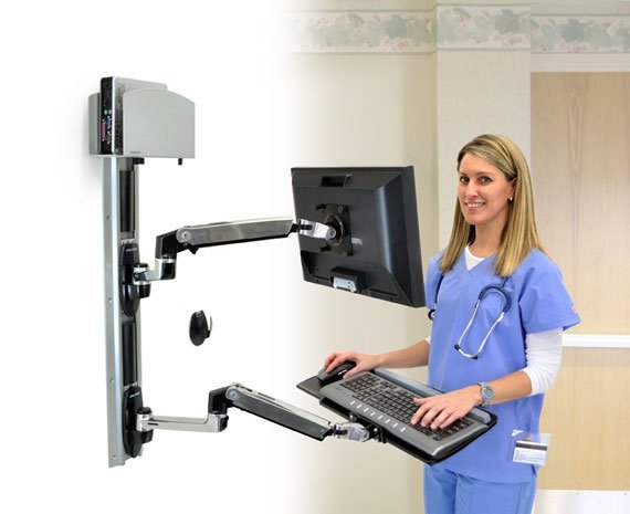 Ergotron Lx Wall Mount System Pared, Soporte De Pared Plateado/Negro, Pared, 13,4 Kg