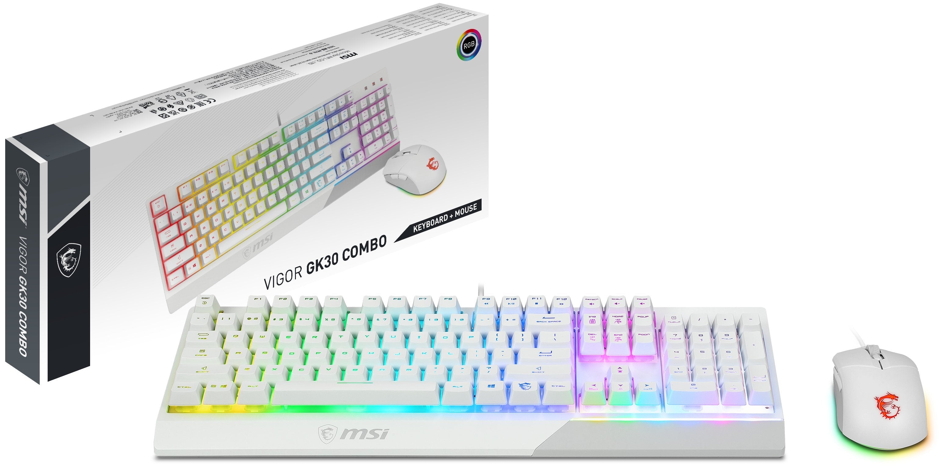 Teclado (Aleman) + Raton Msi Vigor Gk30 Combo White De S11-04de305-Cla